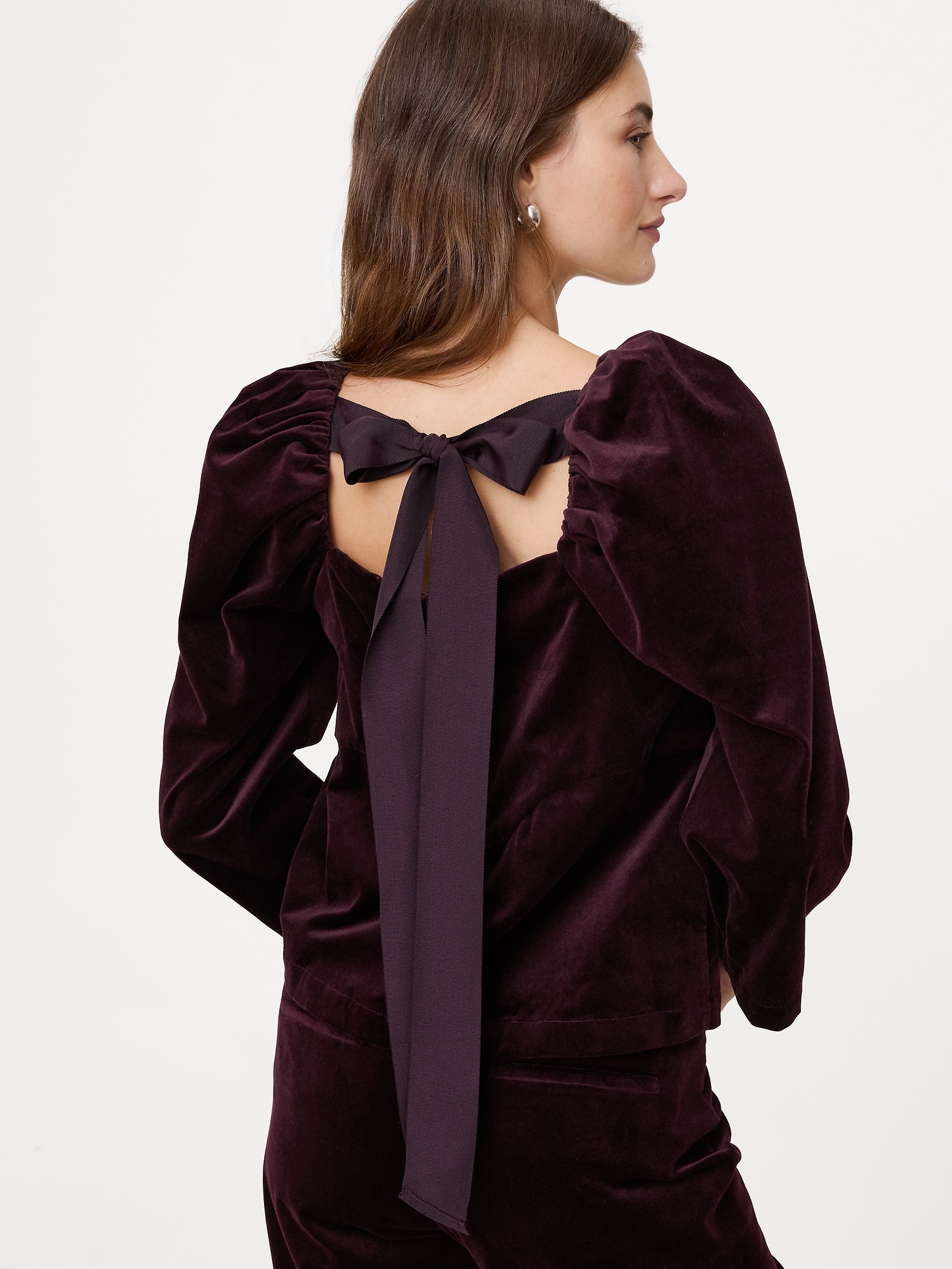 Image number 3 showing, Cotton Velvet Puff-Sleeve Top