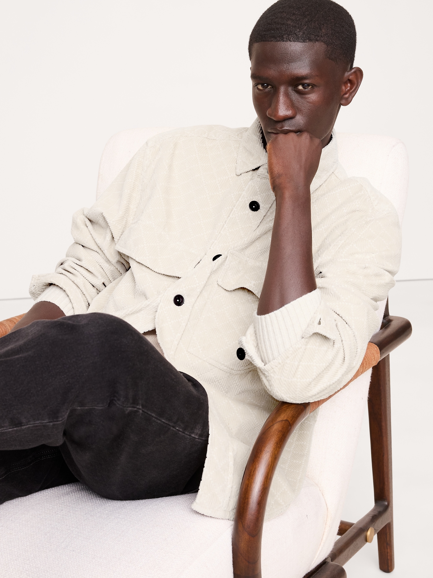 Image number 3 showing, Loose-Fit Diamond Corduroy Overshirt