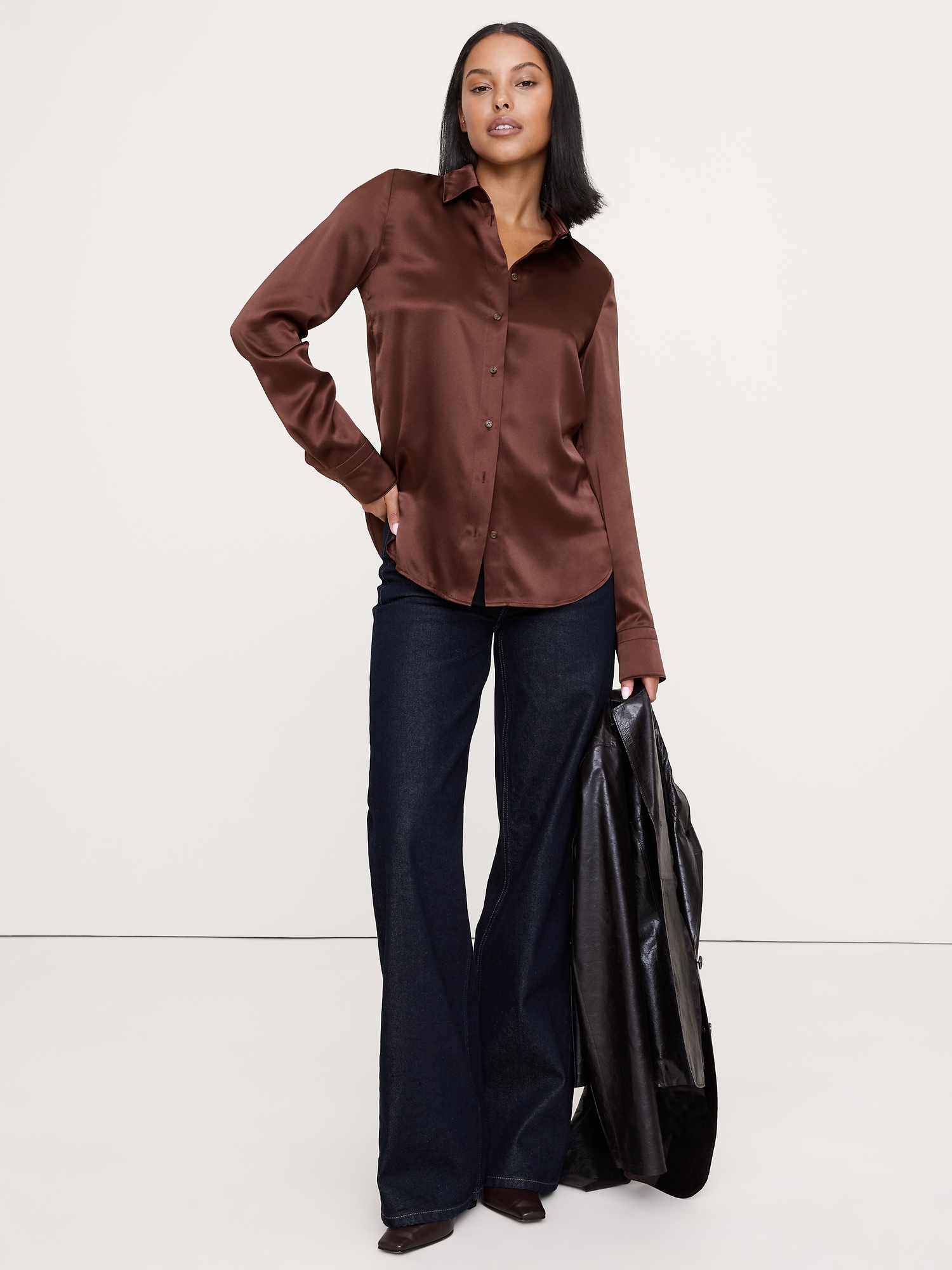 The Everyday Silk Shirt - Chocolate Cake Brown