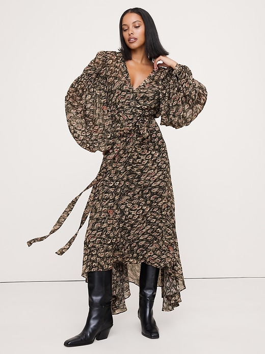 Georgette Puff-Sleeve Maxi Dress | Banana Republic Georgette Puff-Sleeve Maxi Dress | Banana Republic