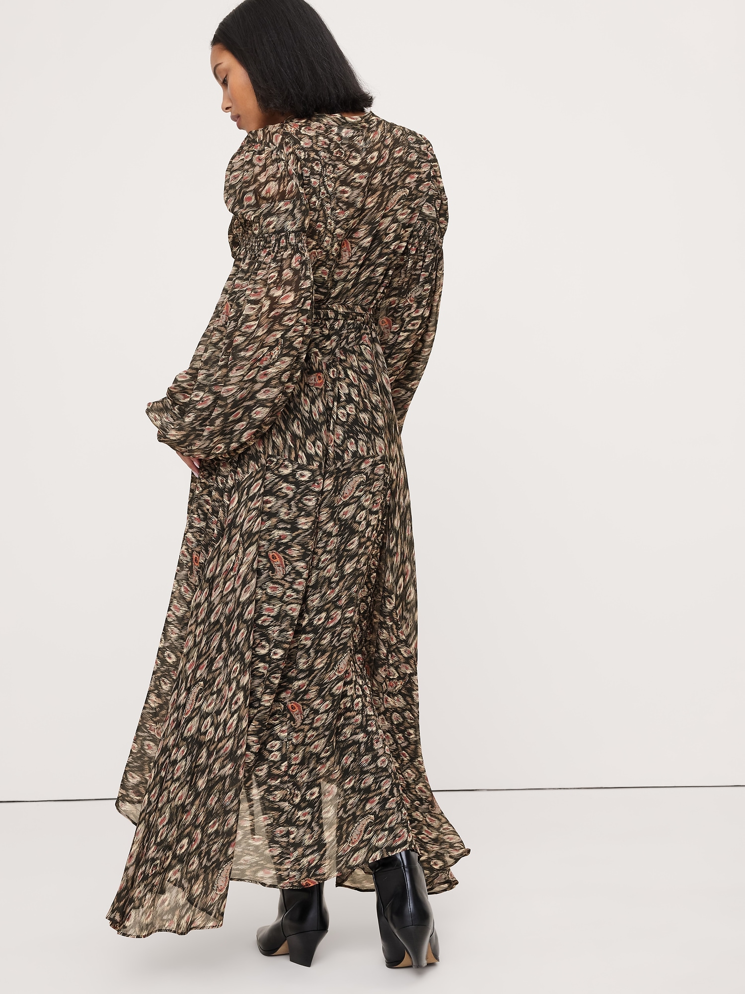 Image number 2 showing, Georgette Puff-Sleeve Maxi Dress