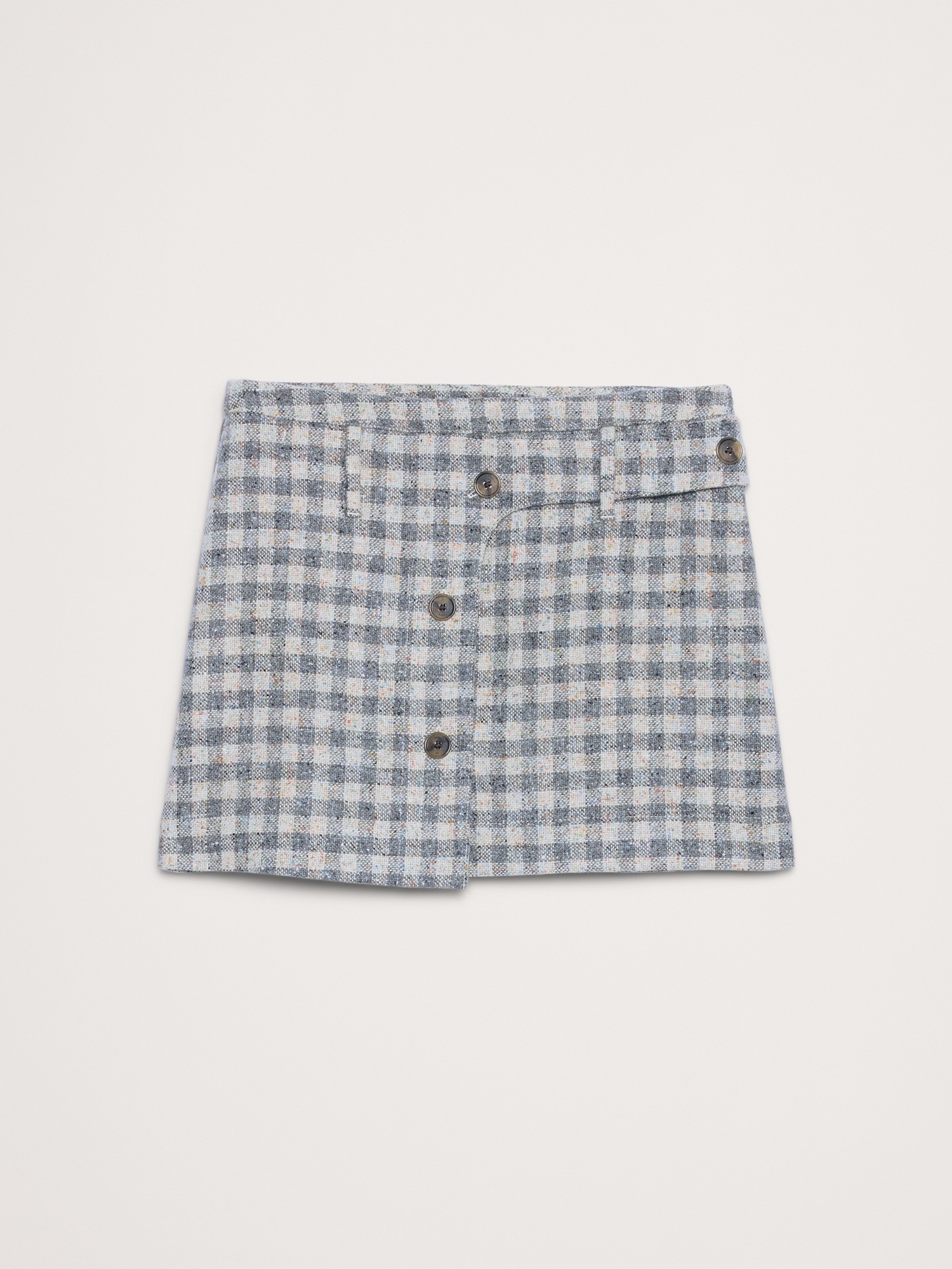 Женская юбка Banana Republic Italian Tweed Wrap Mini, цвет: Серый в мелкую клетку — фото 4