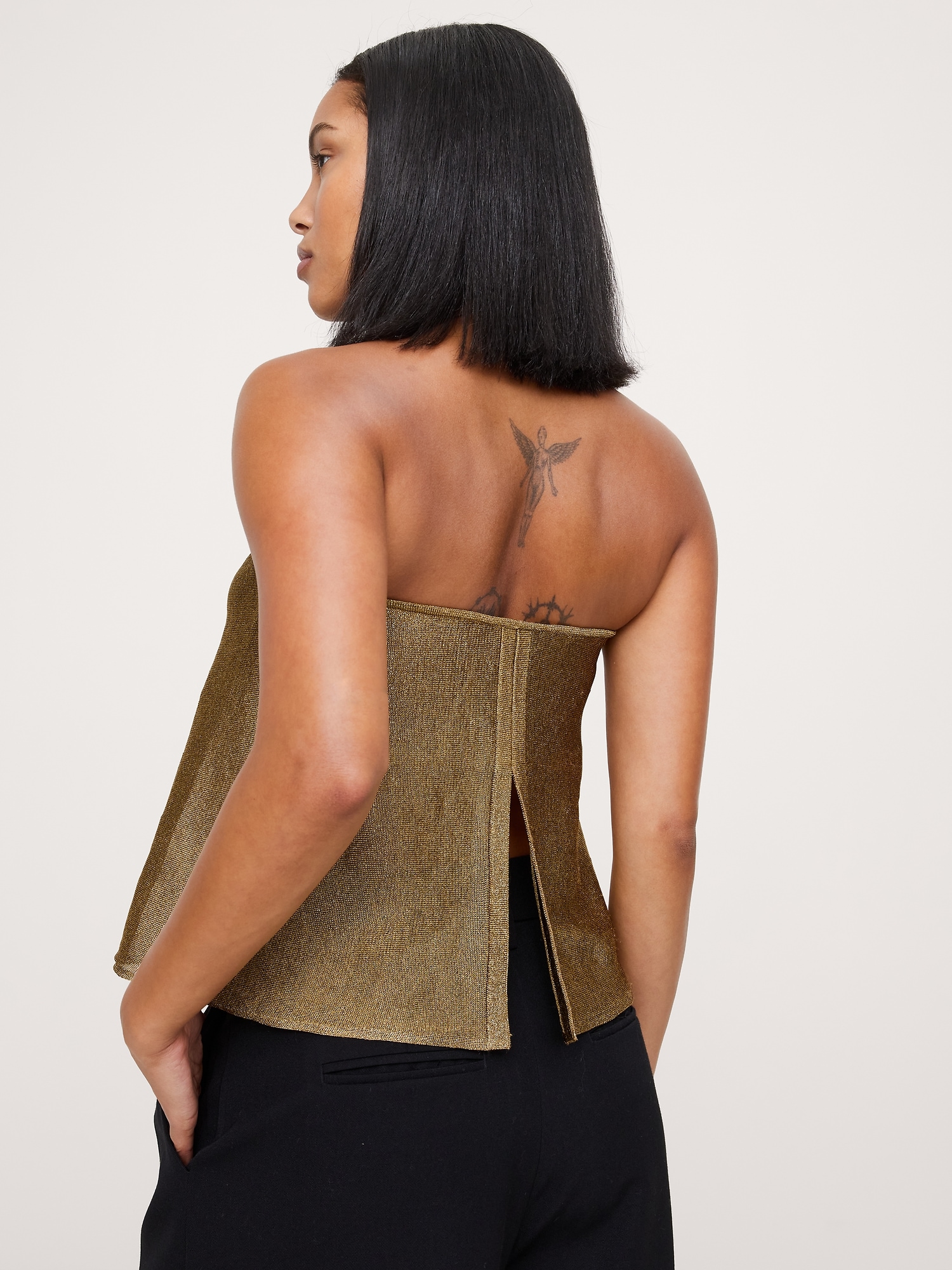 Image number 2 showing, Metallic Strapless Top with Split Back