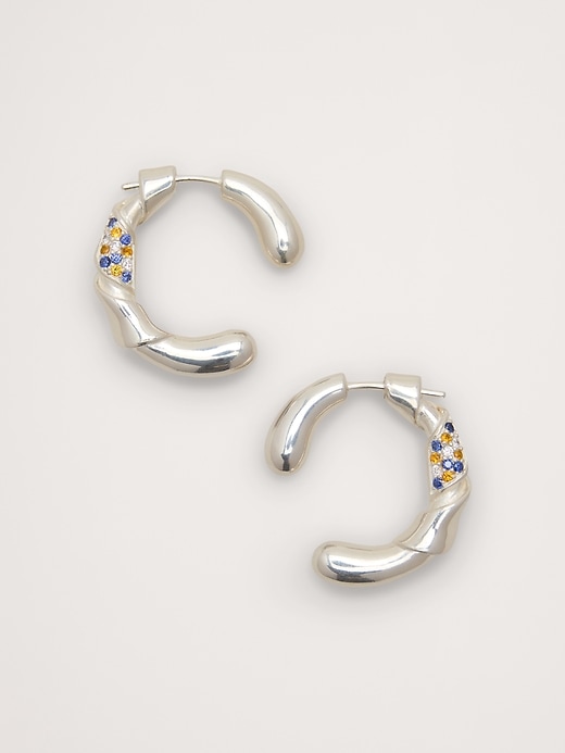 Rhinestone Ribbon Hoop Earrings