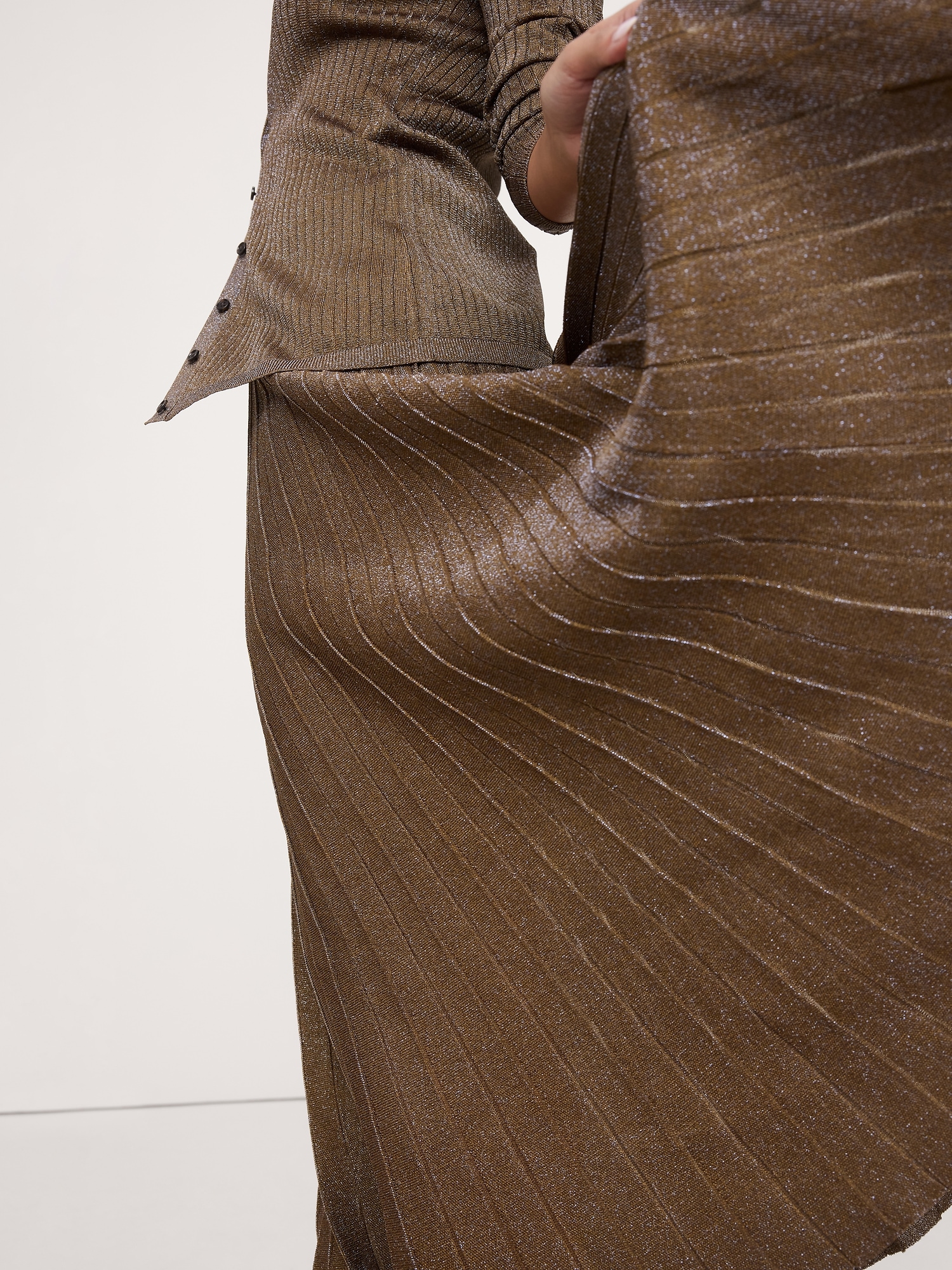 Image number 3 showing, Pleated Metallic Sweater Skirt