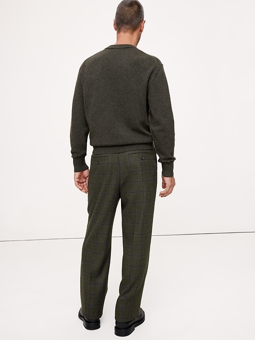 Straight Flannel Pleated Dress Pant