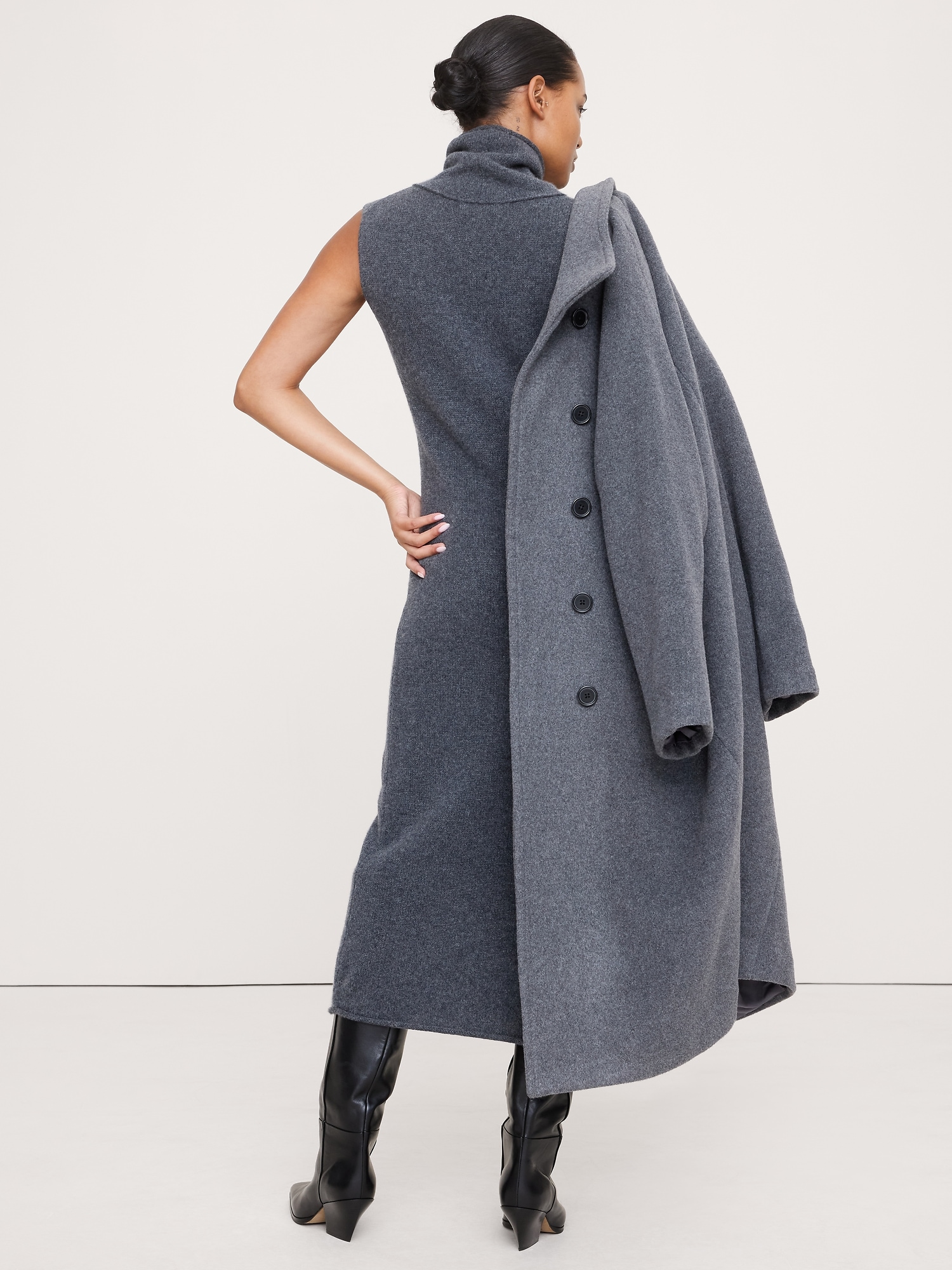 Image number 3 showing, Lightweight Cashmere Turtleneck Midi Dress