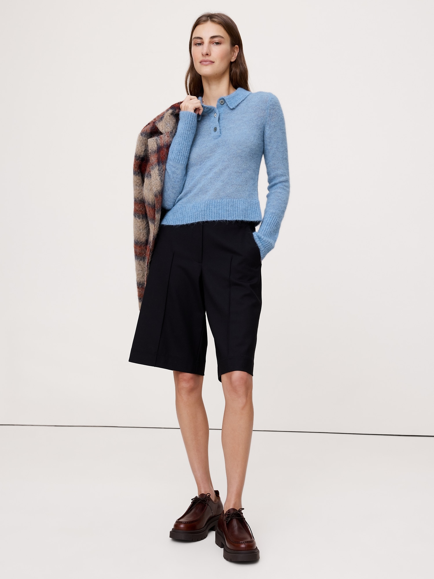 Italian Alpaca-Blend Sweater Polo - Maritime Blue