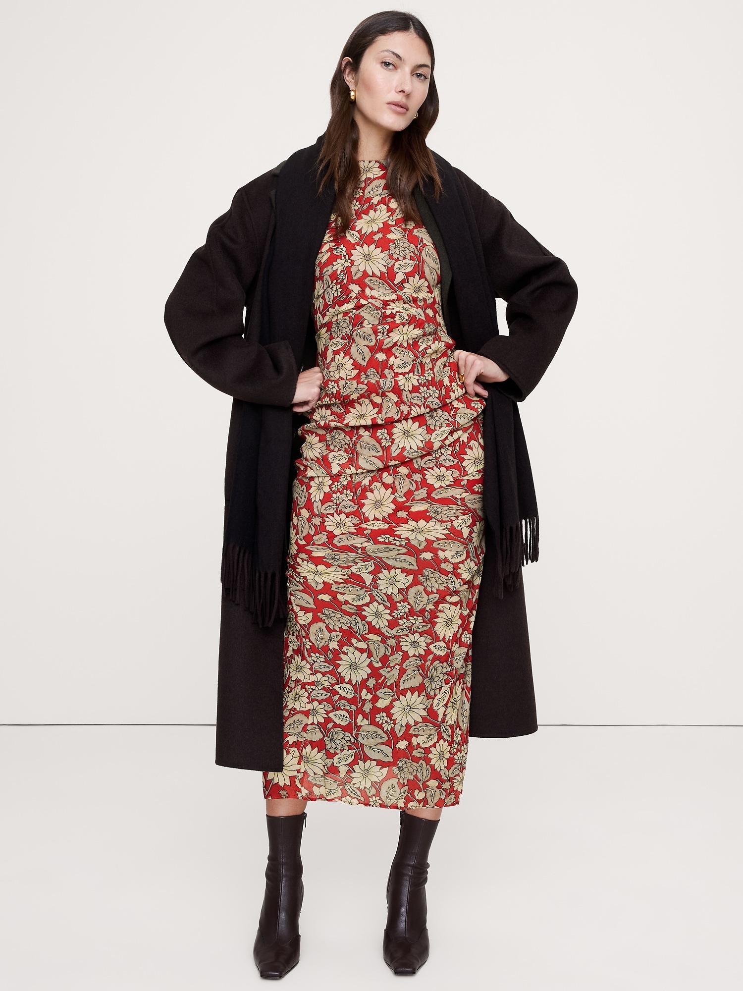 Image number 3 showing, Asymmetrical Ruched Midi Dress