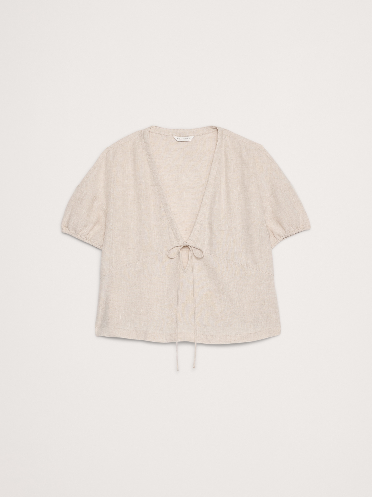 Image number 4 showing, Linen Tie-Front V-Neck Top
