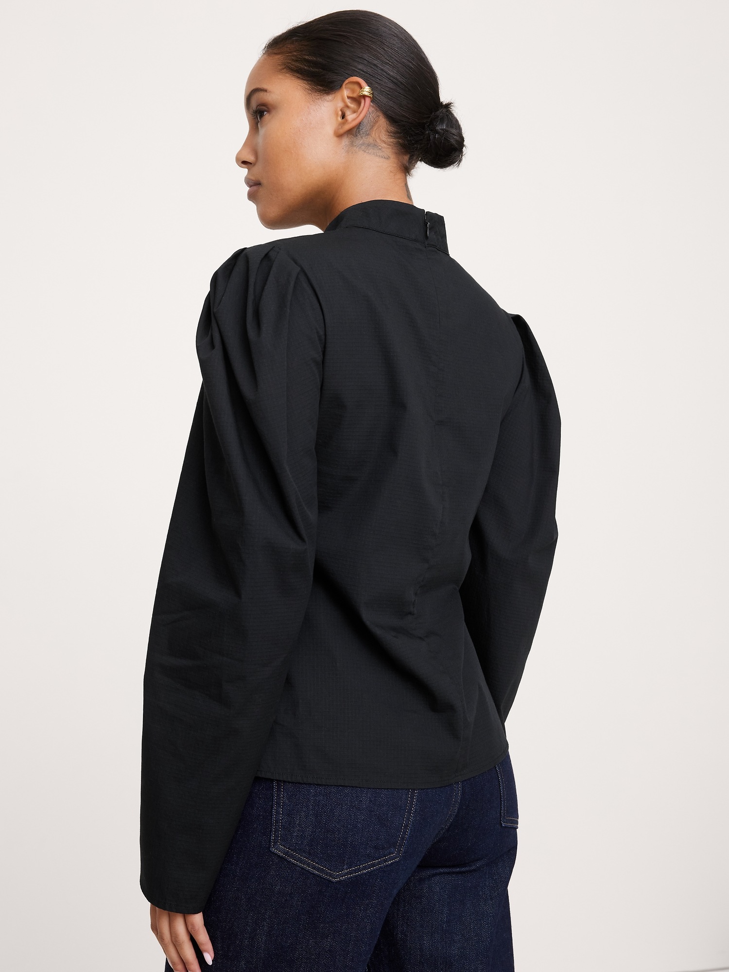 Image number 5 showing, Stretch-Cotton Puff-Sleeve Top