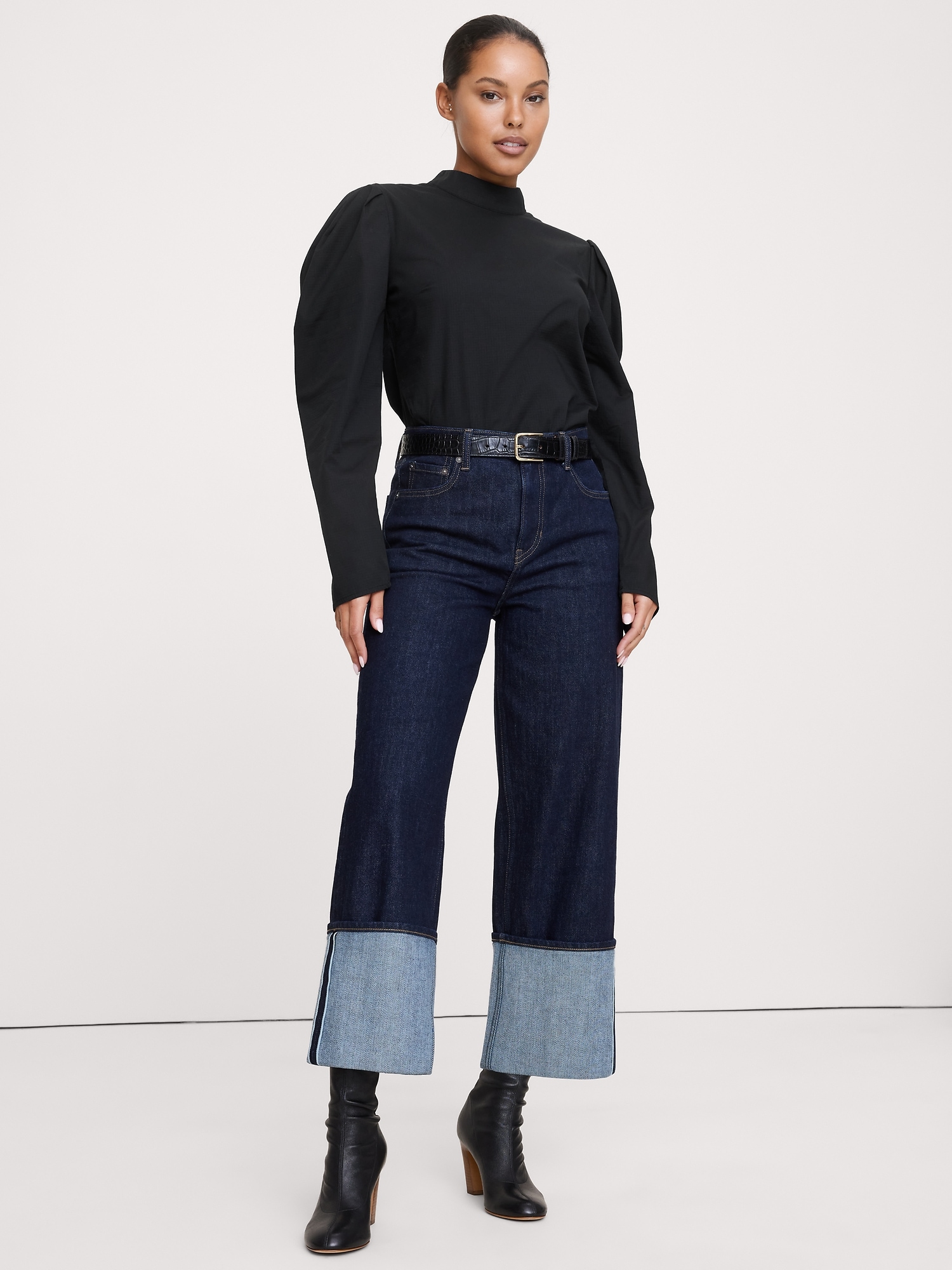 Image number 6 showing, Stretch-Cotton Puff-Sleeve Top