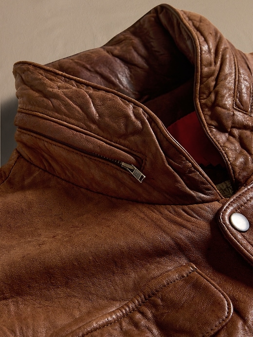 Archive Leather Bush Vest size Men's L | Banana Republic