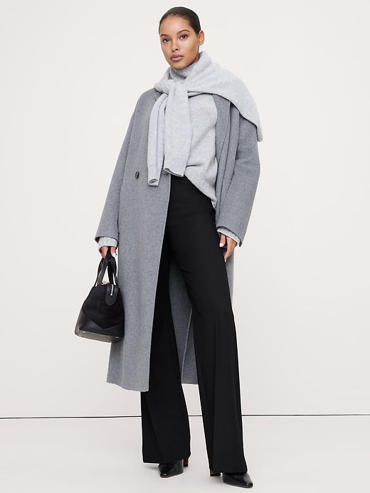 Mid-Rise Flare Stretch Wool-Blend Pant