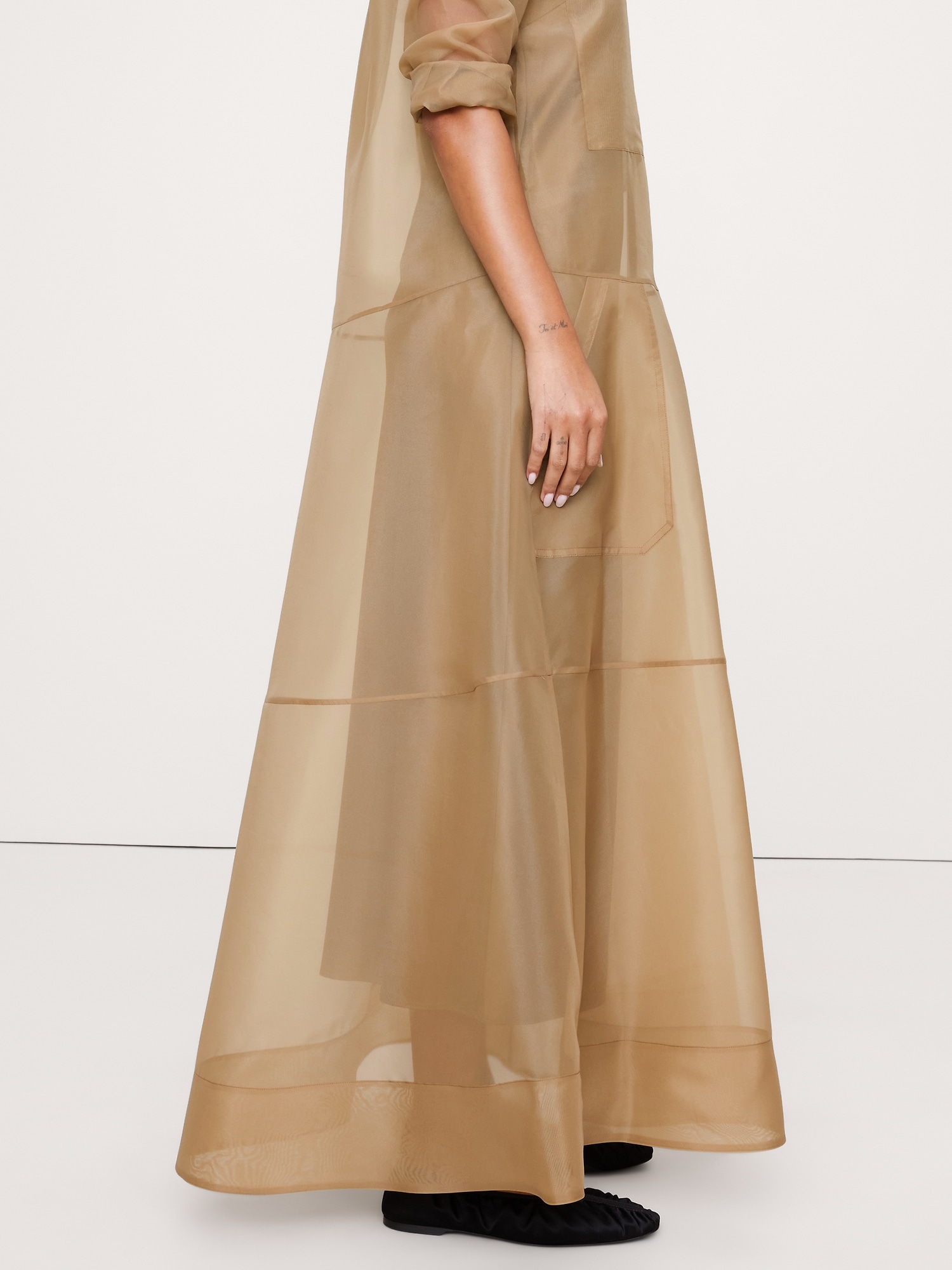 Image number 4 showing, Organza Maxi Shirt Dress