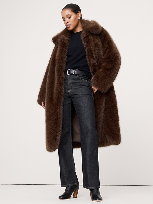 Faux Fur Long Coat | Banana Republic