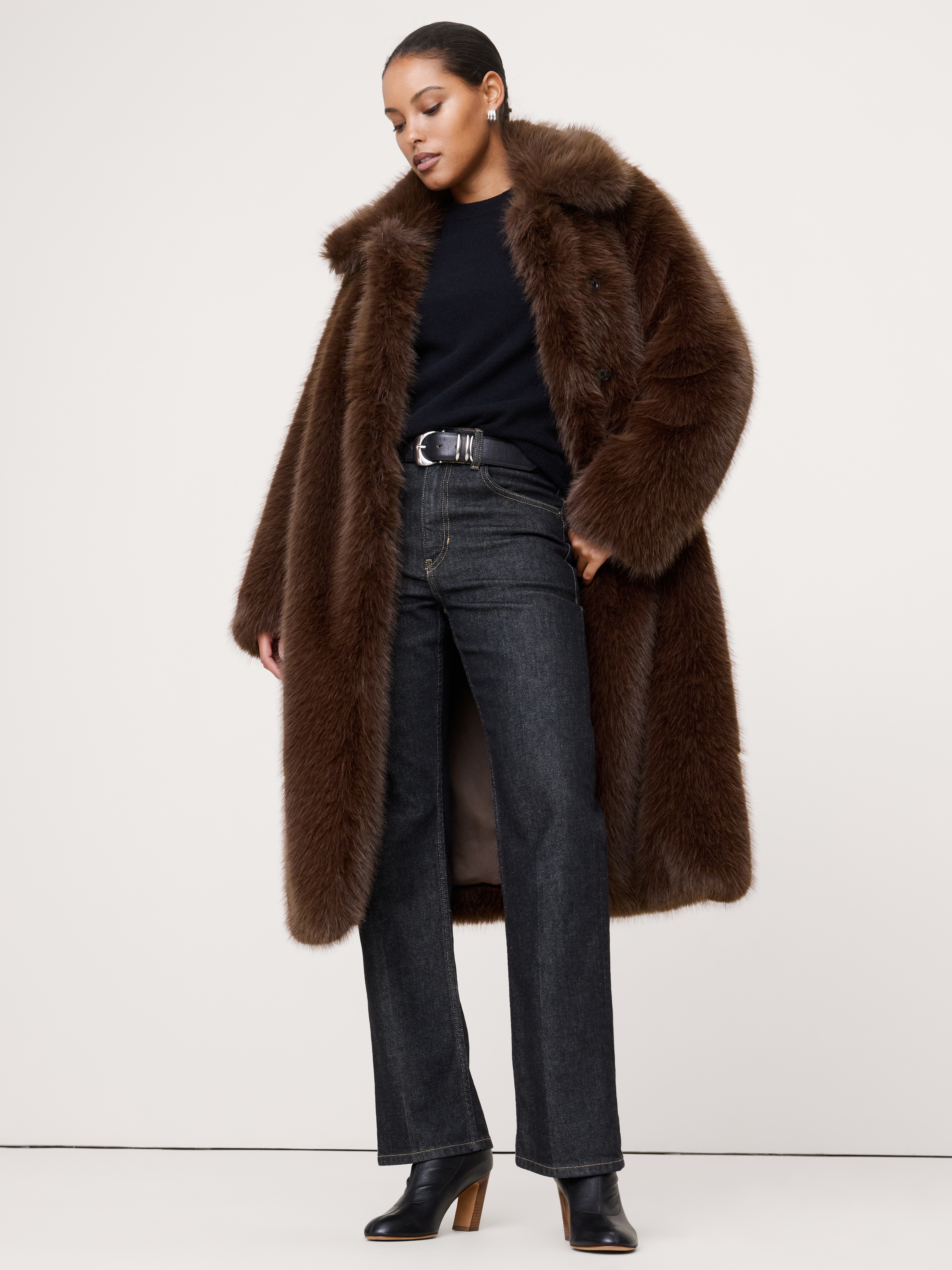 Faux Fur Long Coat | Banana Republic