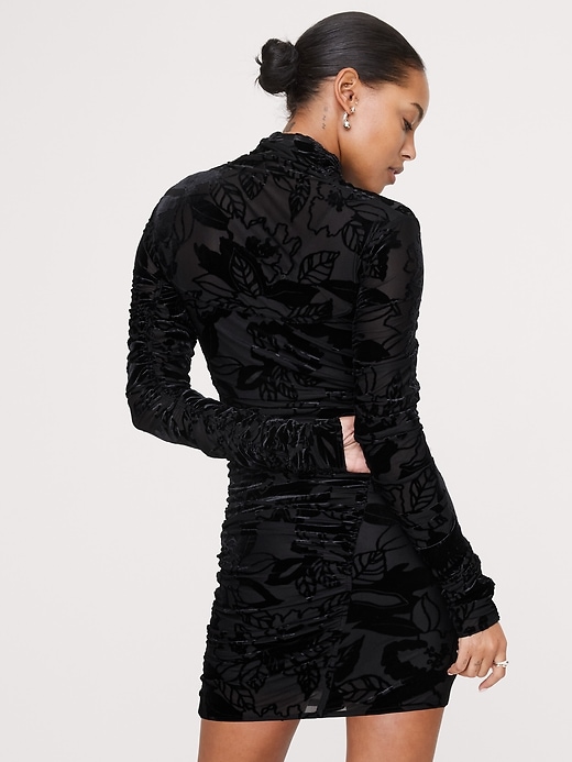 Burnout Velvet Ruched Mini Dress