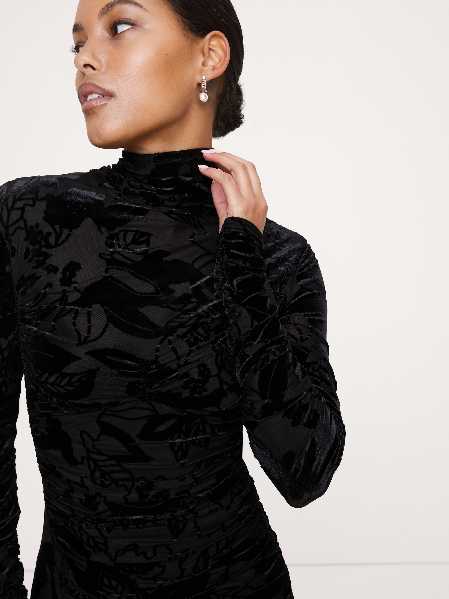 Image number 3 showing, Burnout Velvet Ruched Mini Dress