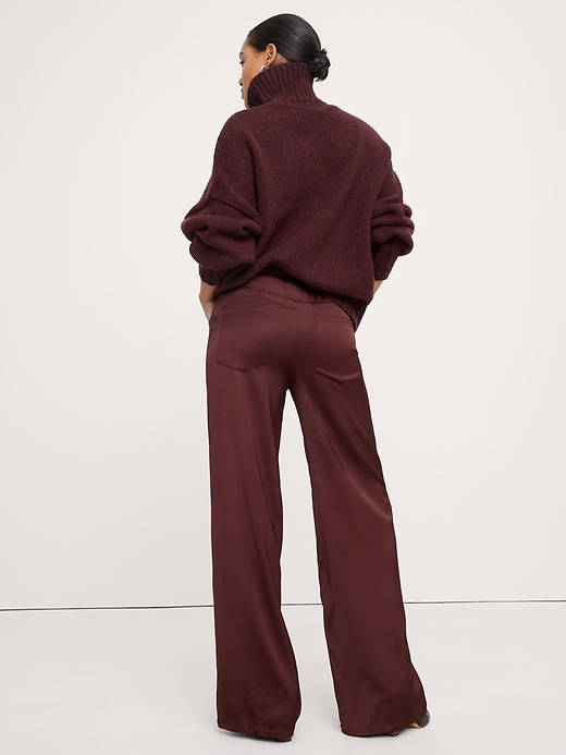 Mid-Rise Wide-Leg Pull-On Stretch-Satin Pant