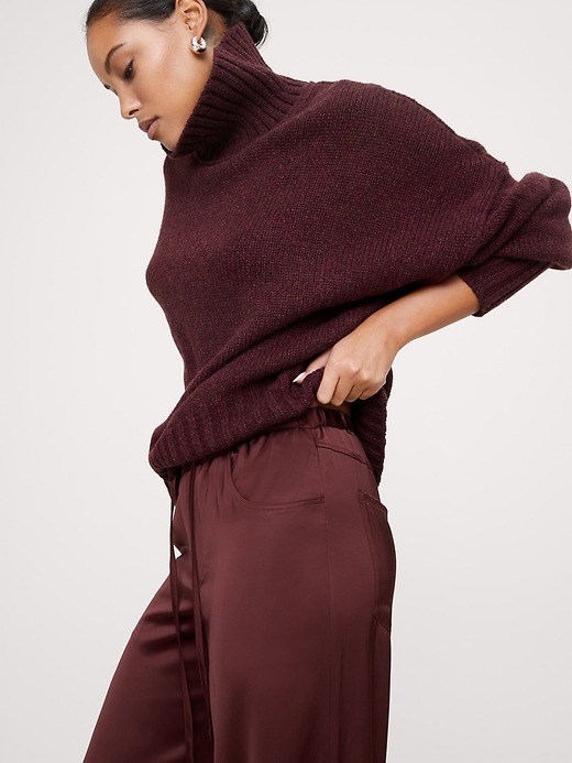 Mid-Rise Wide-Leg Pull-On Stretch-Satin Pant