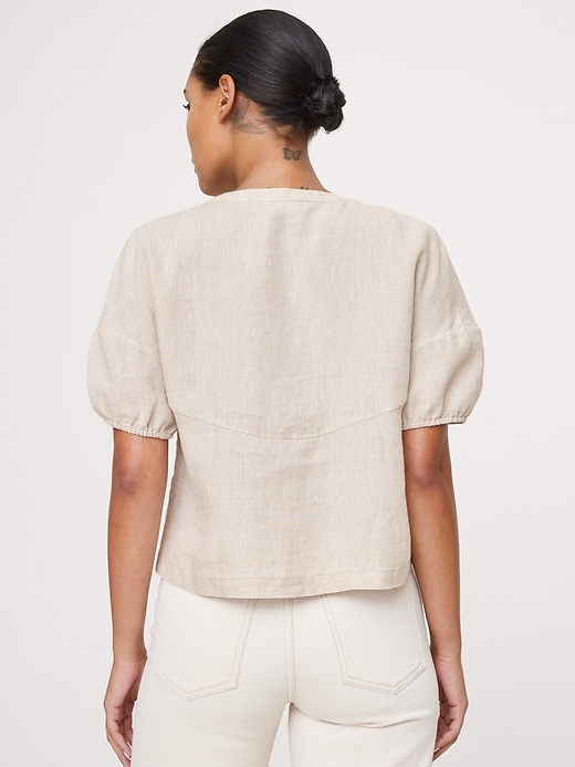 Linen Tie-Front V-Neck Top