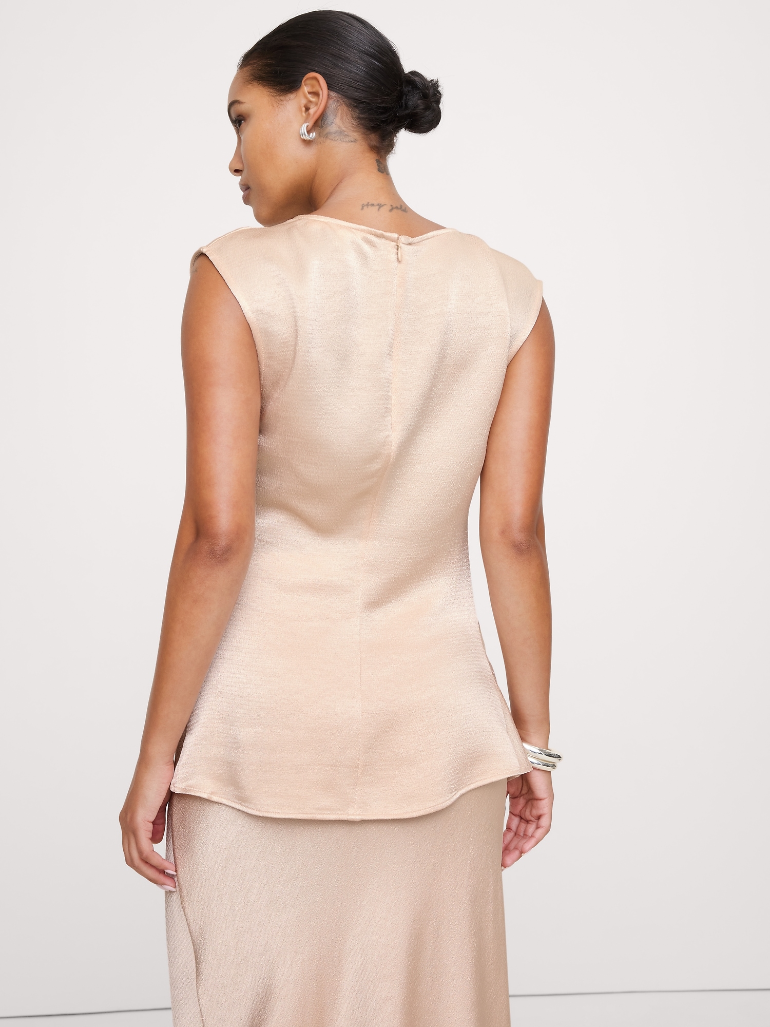 Image number 5 showing, Hammered Satin Draped Top