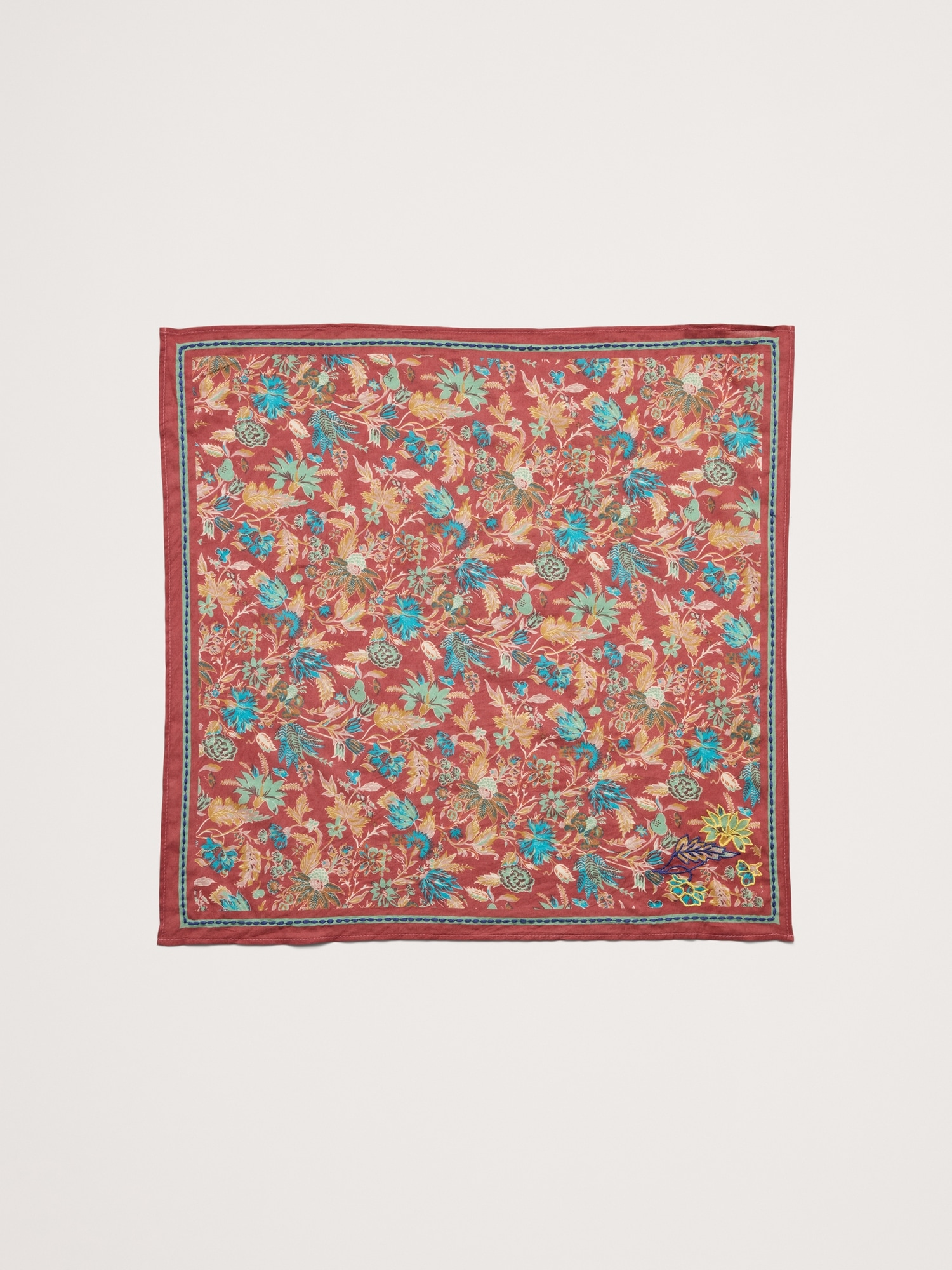 Embroidered Cotton Scarf by Vismaya - Terracotta