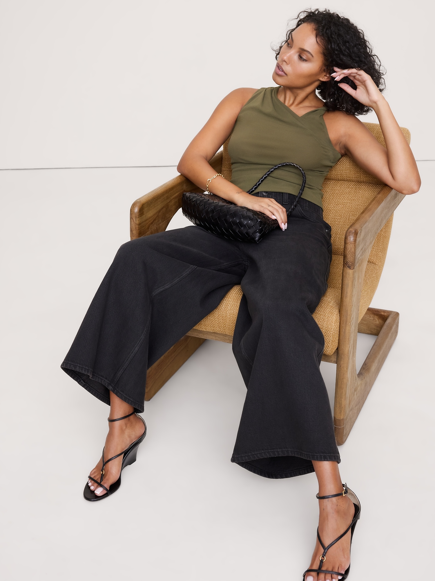 Image number 1 showing, Mesh Twisted-Shoulder Top