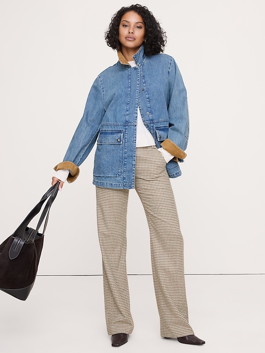 Mid-Rise Straight Italian Flannel Belted Pant