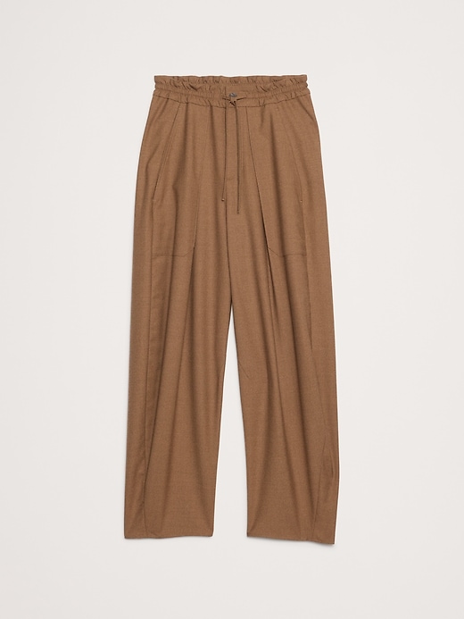Image number 5 showing, High-Rise Pleated Barrel Flannel Pull-On Pant