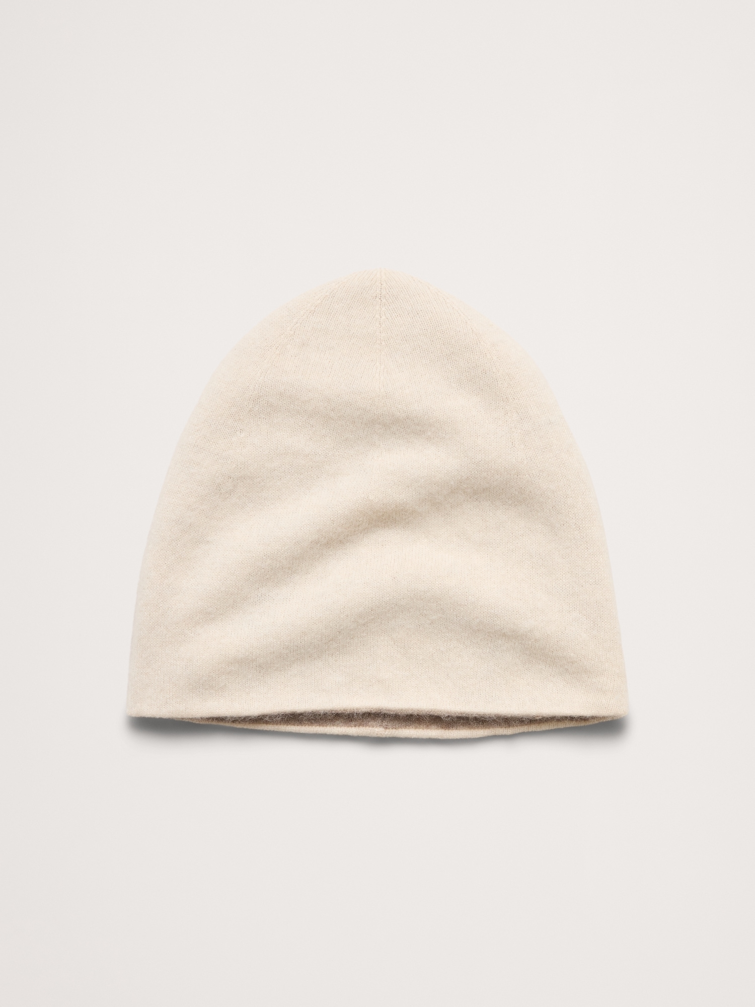 Reversible Brushed Wool-Cashmere Beanie - Cream White & Mink Taupe