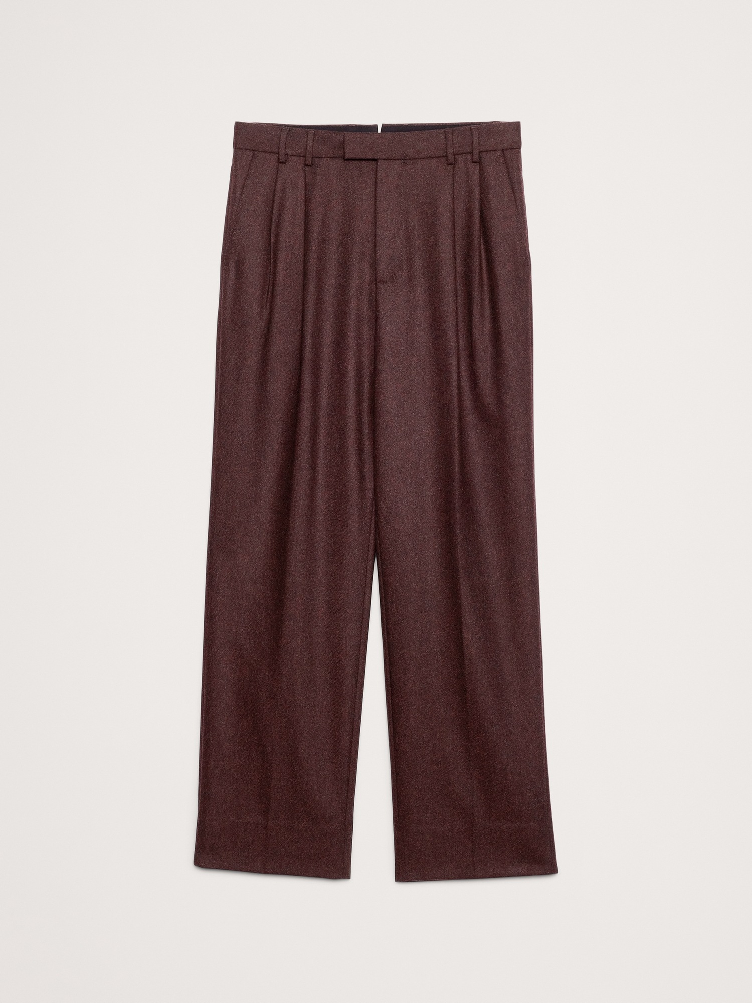 Мужские брюки Banana Republic Straight Flannel Pleated Dress Pant, цвет: Глубокий бордовый красный — фото 4