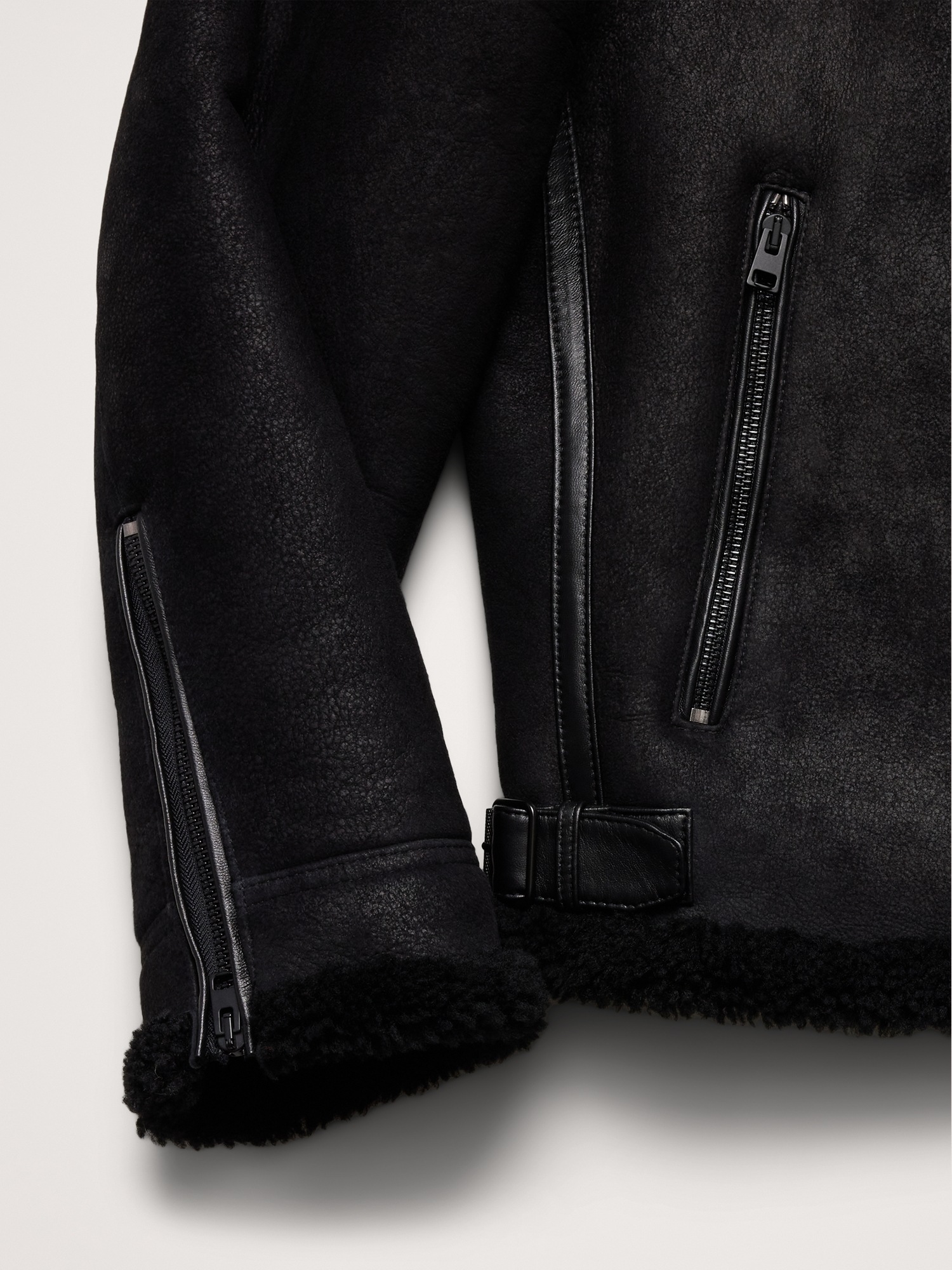 Мужская куртка Banana Republic Shearling Aviator, цвет: Чёрный — фото 5