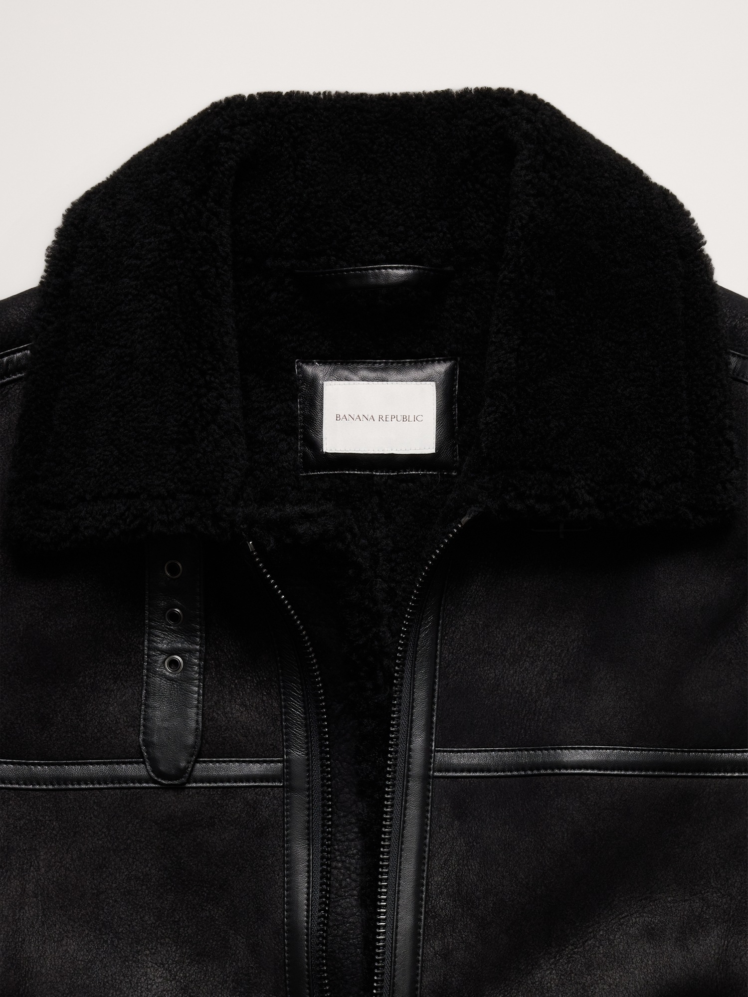 Мужская куртка Banana Republic Shearling Aviator, цвет: Чёрный — фото 6