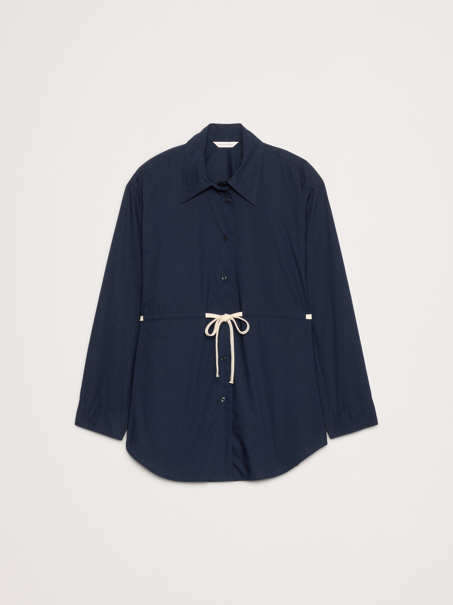 Женский топ Banana Republic Cotton Poplin Drawstring-Waist Tunic, цвет: Тёмно-синий — фото 4