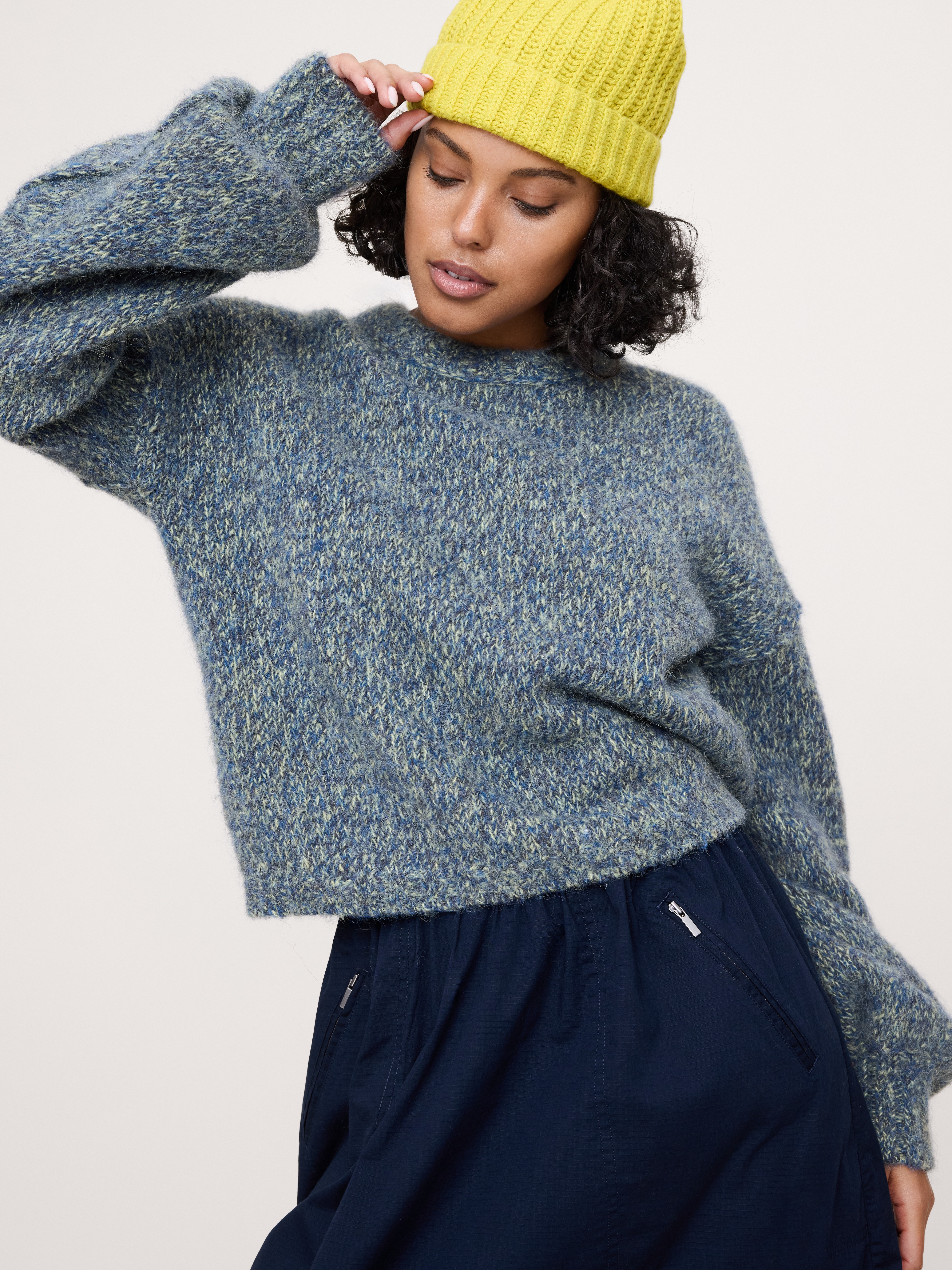 Wool-Alpaca Blend Balloon-Sleeve Sweater