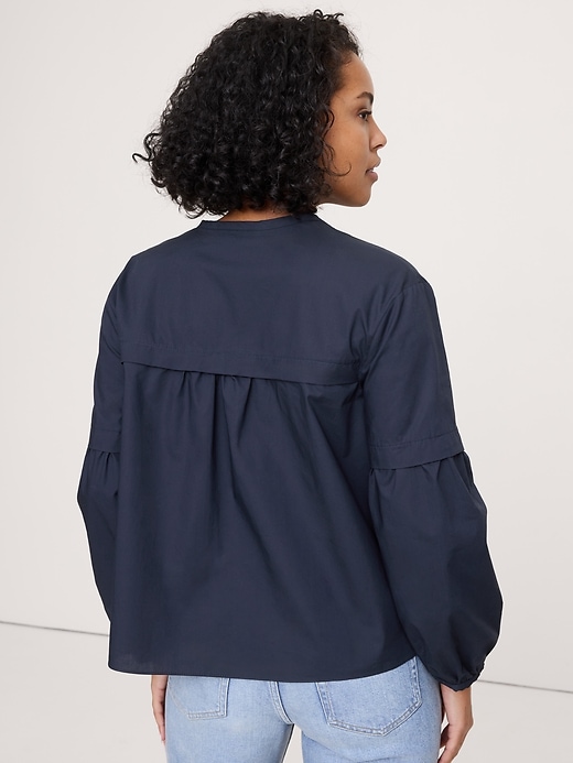 Embroidered Cotton Poplin Popover Top