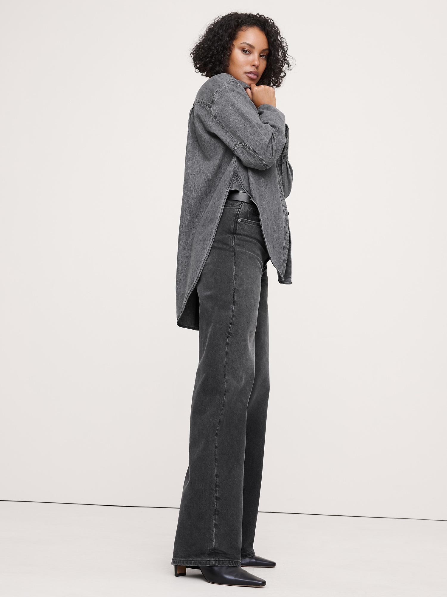 Image number 3 showing, Denim Curve-Hem Shirt
