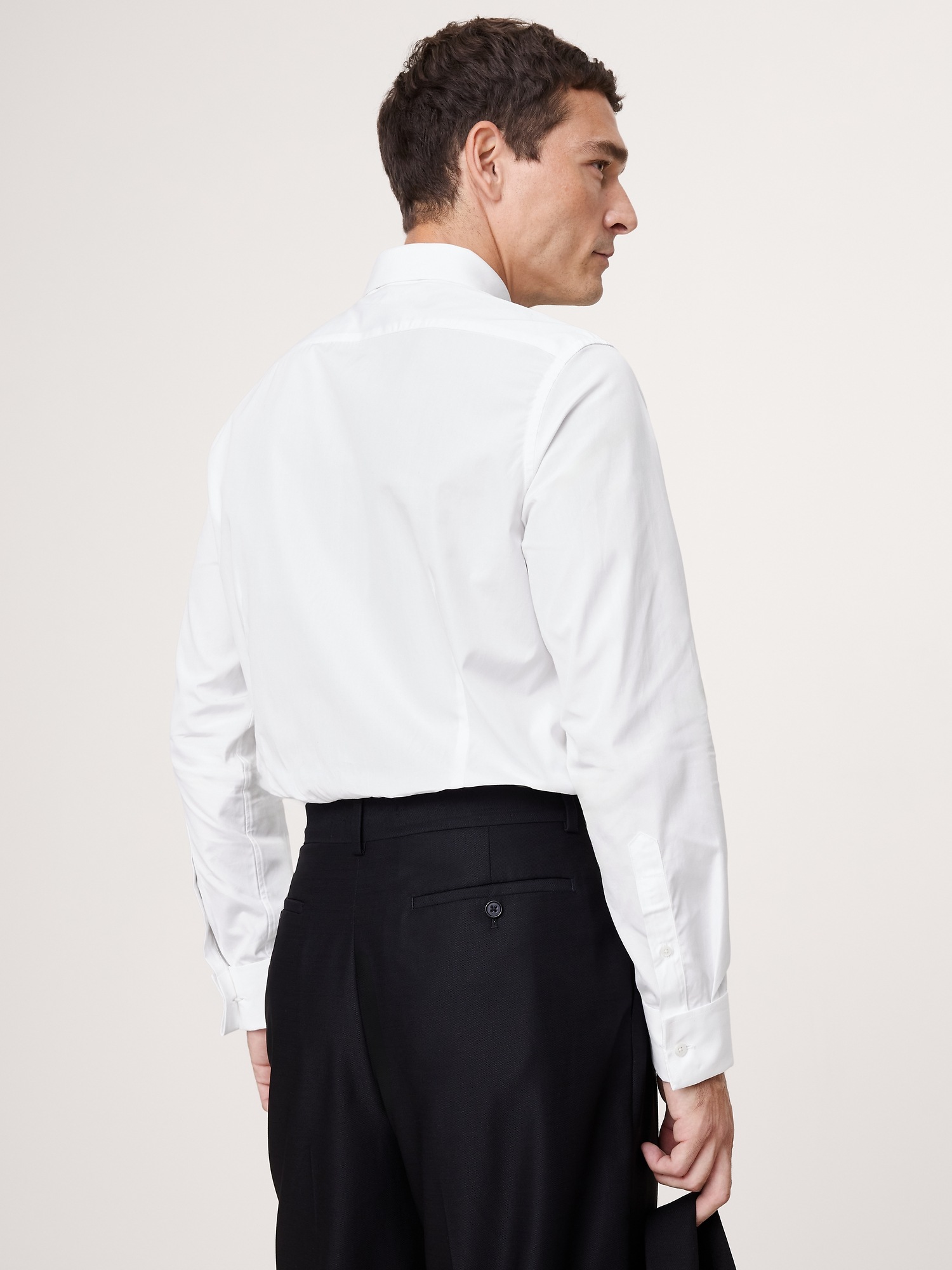 Мужская рубашка Banana Republic Slim-Fit Cotton Poplin Tuxedo Shirt with Cutaway Collar, цвет: Белый — фото 2