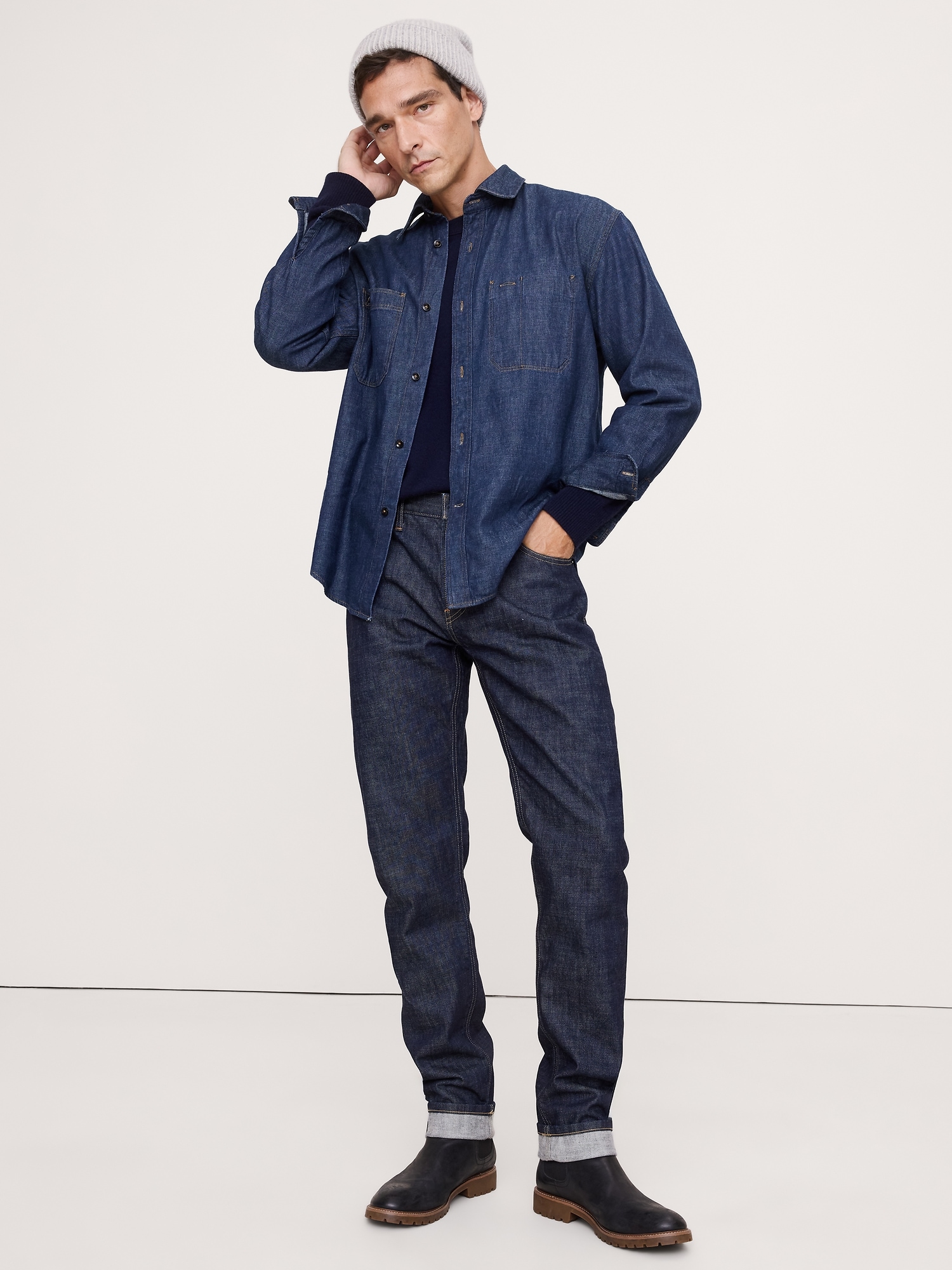 Relaxed-Fit Denim Shirt - Rinse Dark Wash