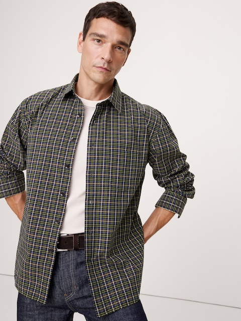 Relaxed-Fit Washed Cotton Poplin Shirt - Green