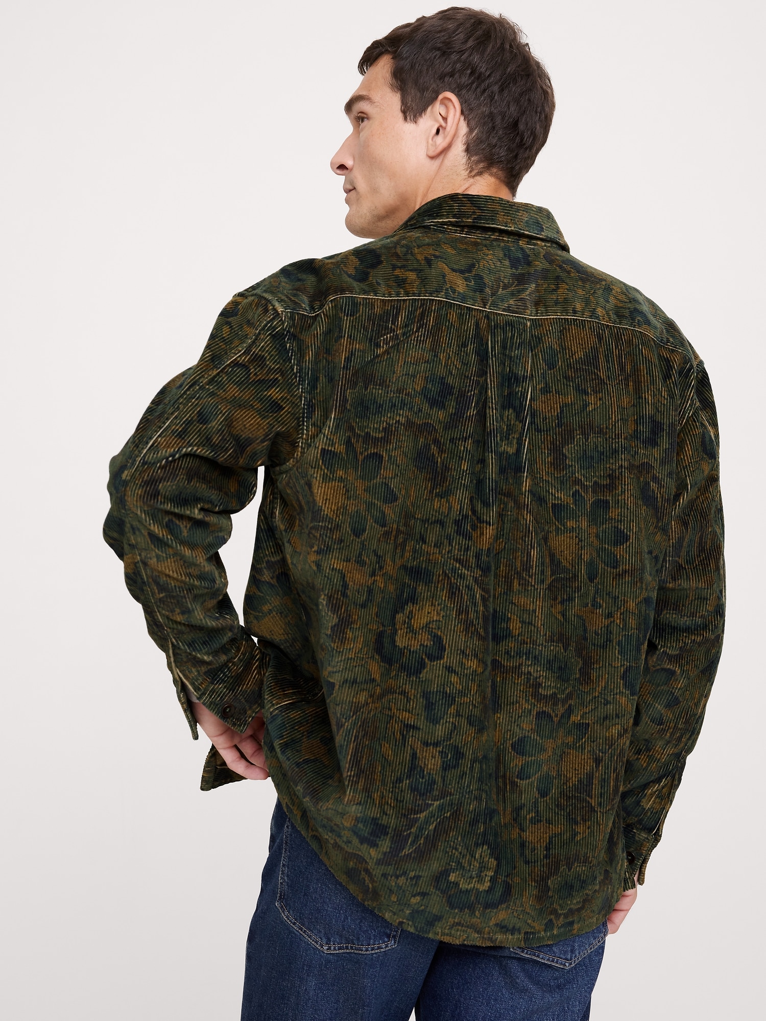 Image number 2 showing, Relaxed-Fit Floral Corduroy Overshirt