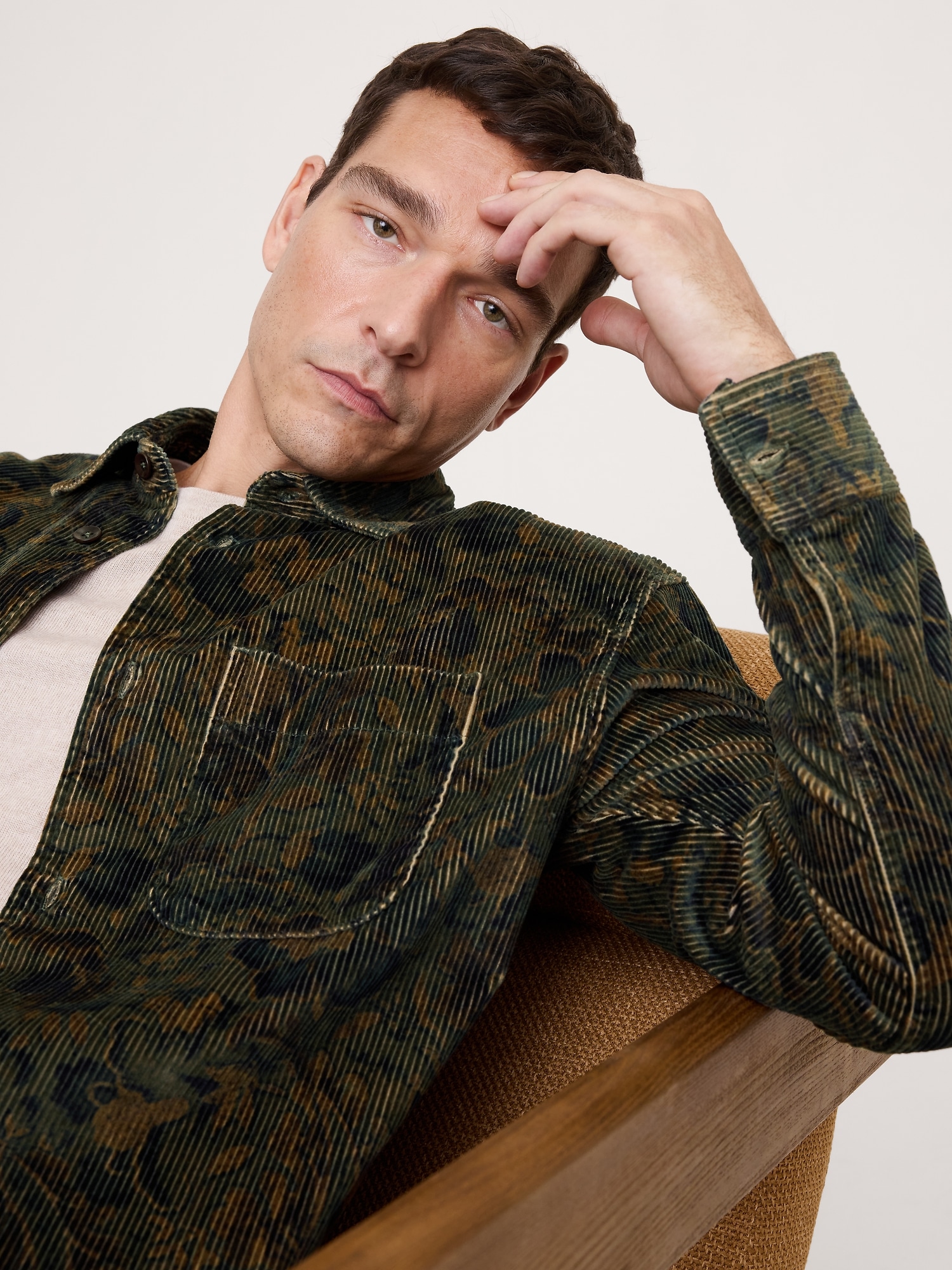 Image number 3 showing, Relaxed-Fit Floral Corduroy Overshirt