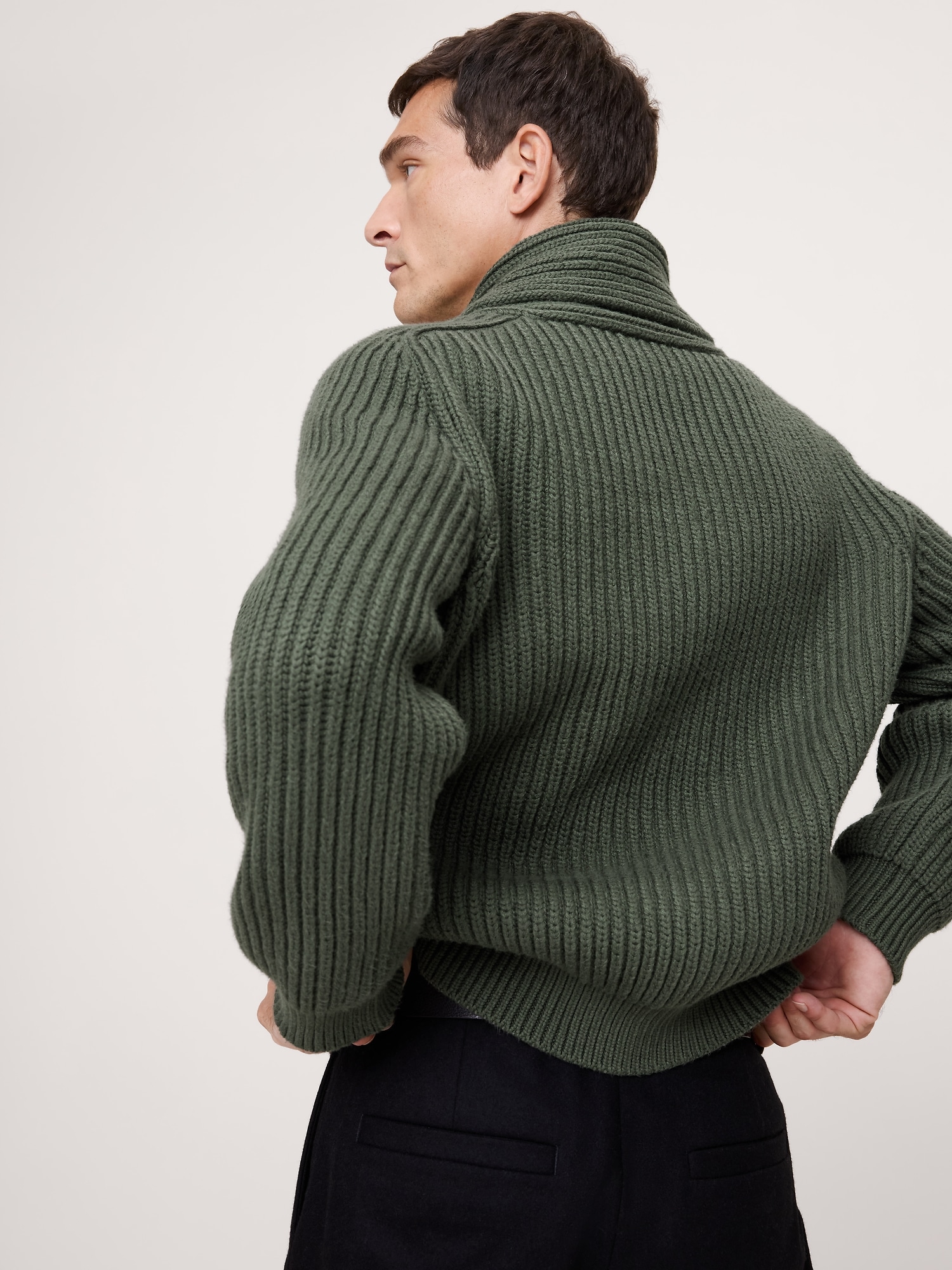 Image number 2 showing, Ribbed Shawl-Collar Sweater