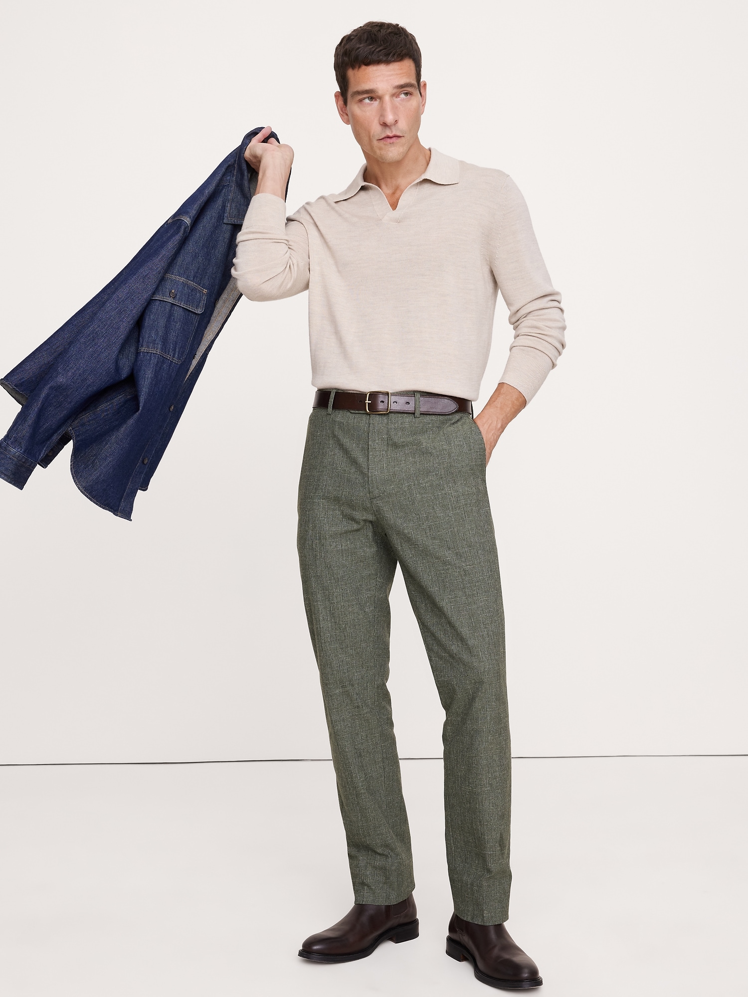 Slim Wrinkle-Resistant Dress Pant - Green