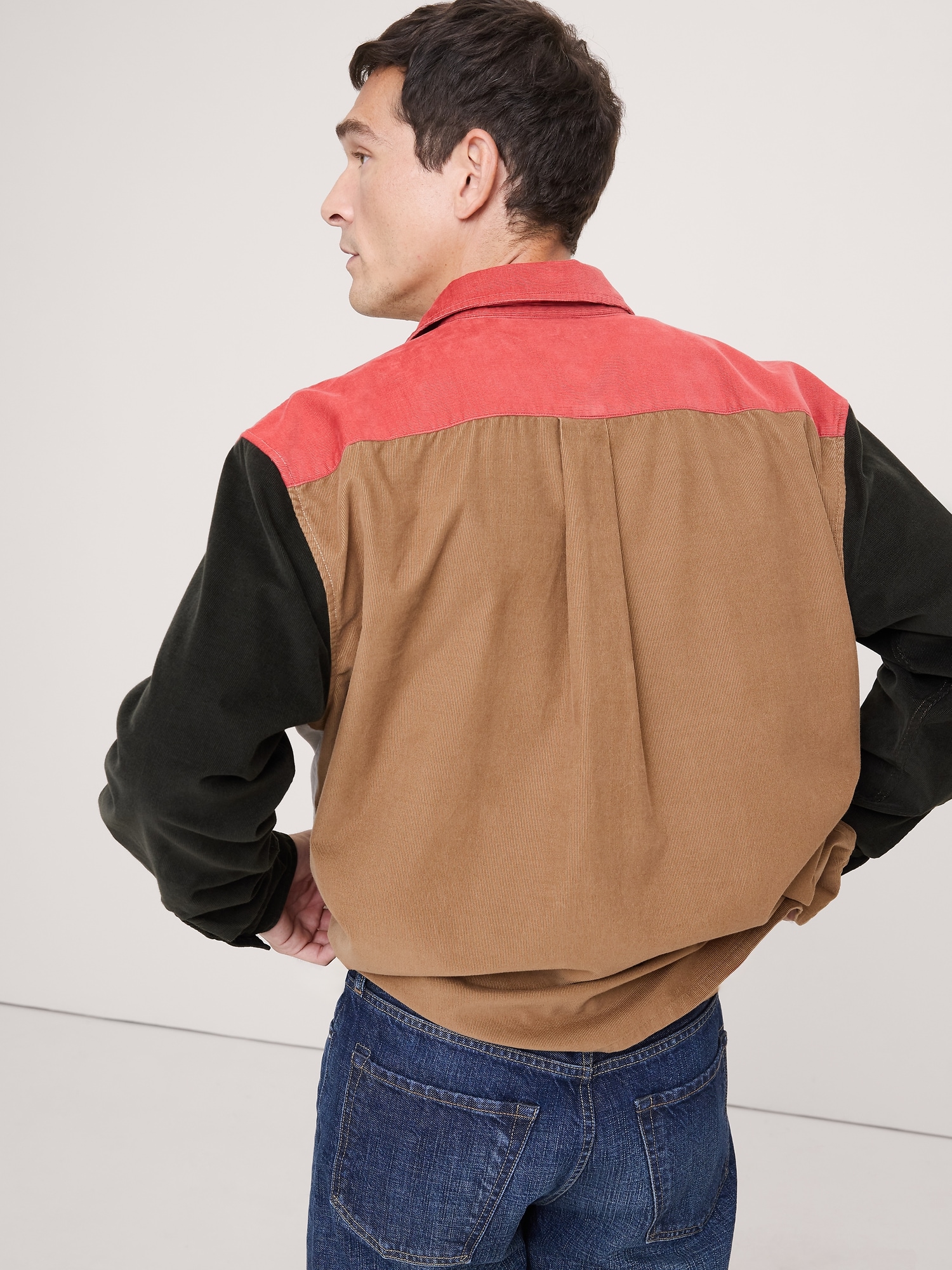 Image number 2 showing, Loose-Fit Colorblock Corduroy Shirt