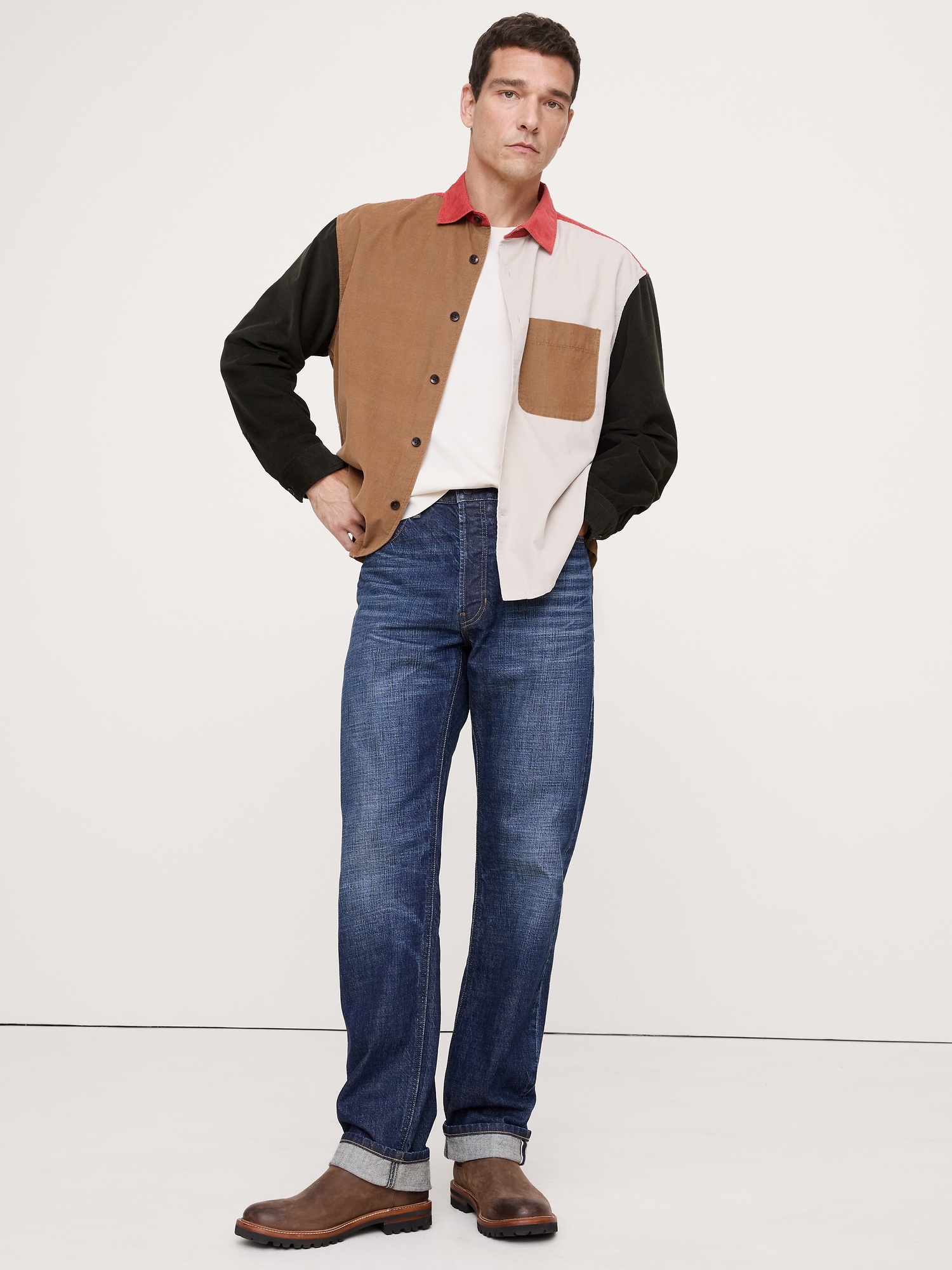 Image number 3 showing, Loose-Fit Colorblock Corduroy Shirt