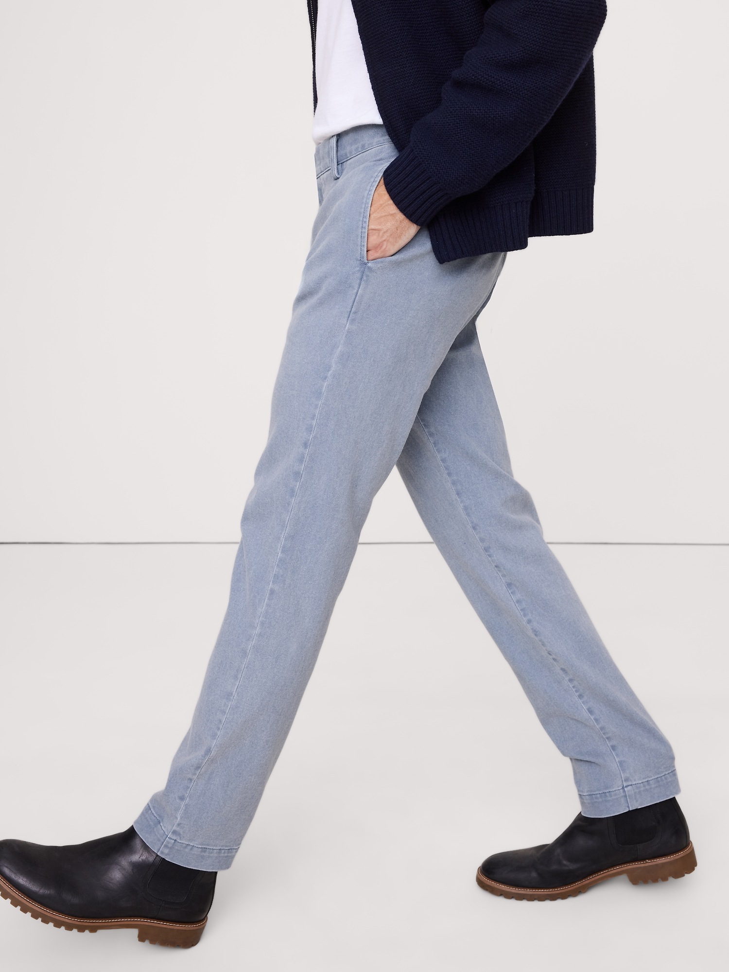 Мужские брюки Banana Republic Slim Brushed Traveler Chino, цвет: Синий серый — фото 3