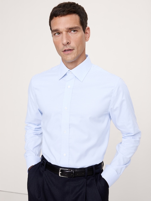 Slim-Fit Wrinkle-Resistant Dress Shirt - Light Blue Mini